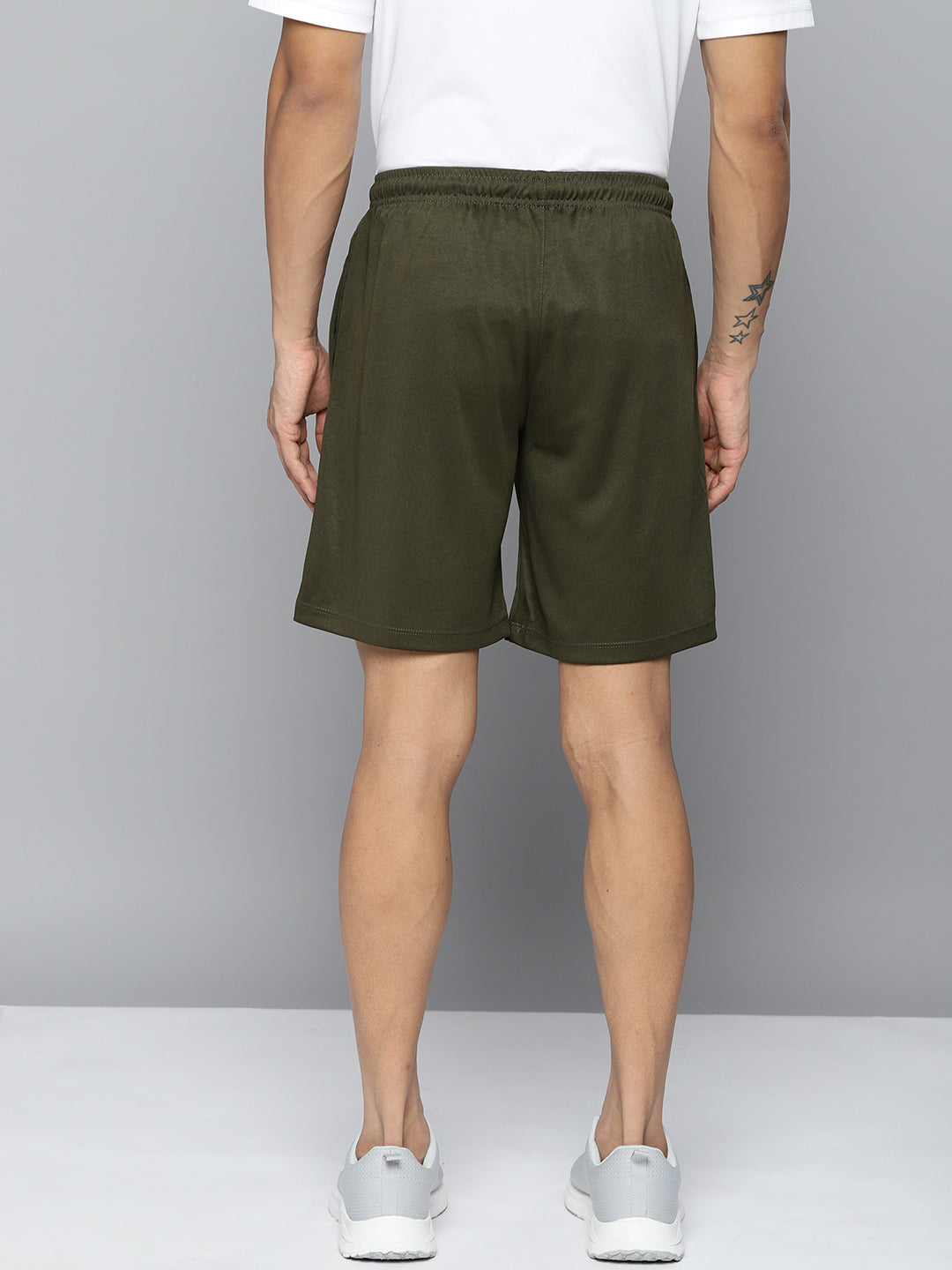Alcis Men Olive Green Solid Slim Fit Running Sports Shorts
