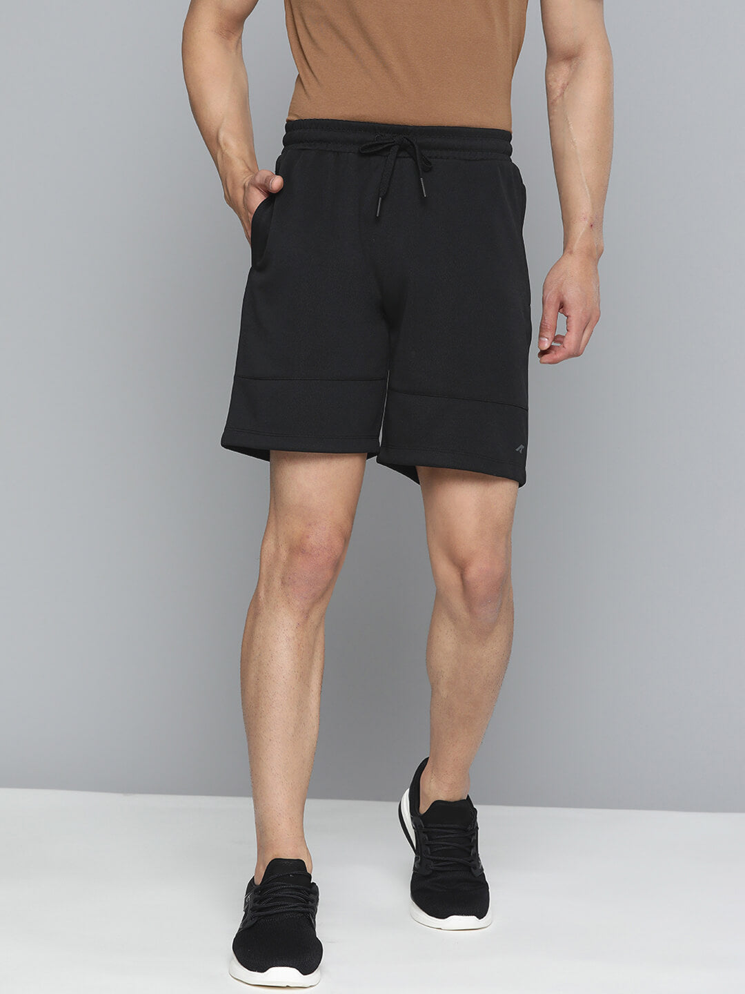 Alcis Men Black Slim Fit Drytech+ Yoga Sports Shorts