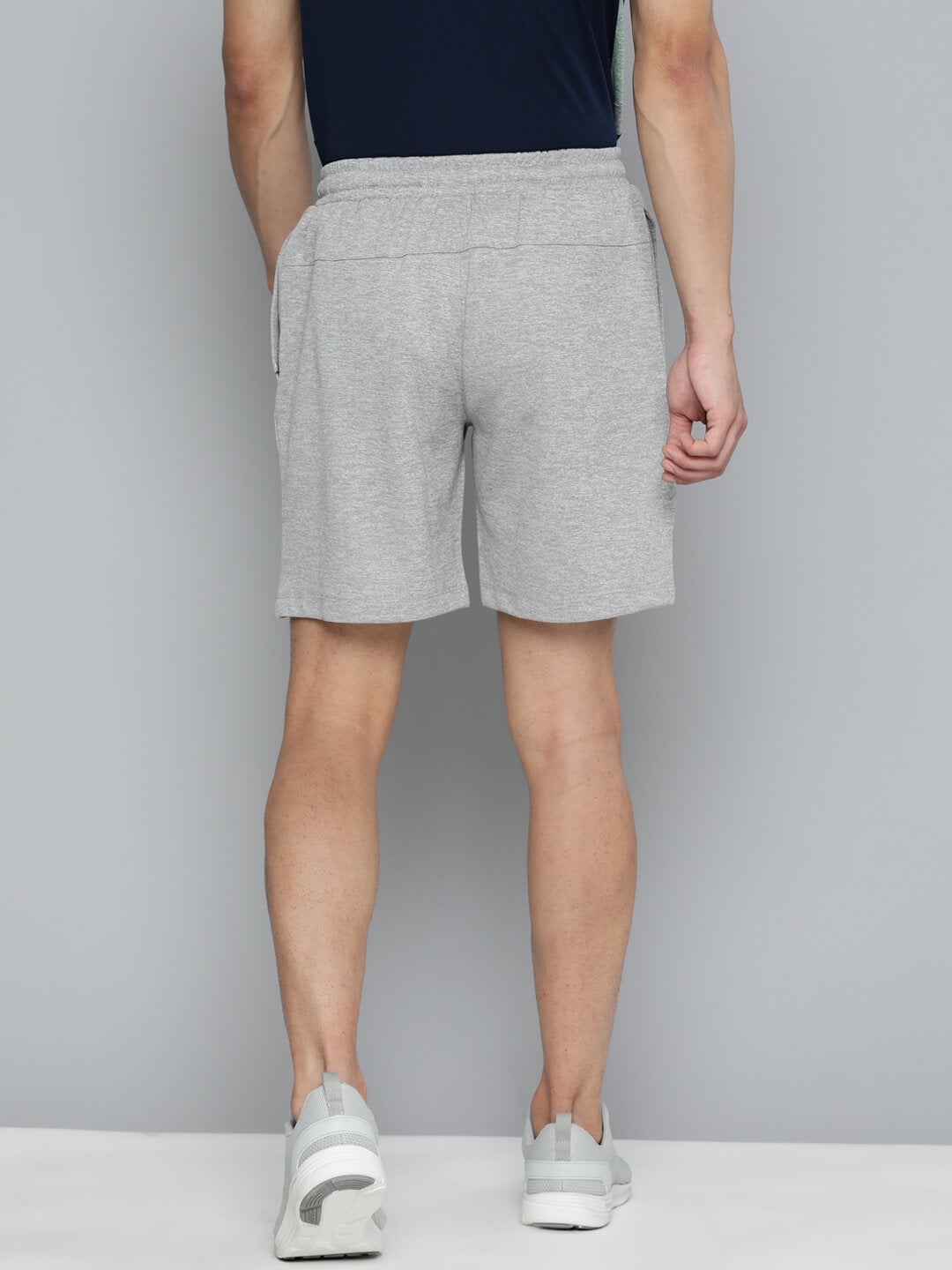 Alcis Men Grey Melange Slim Fit Drytech+ Yoga Sports Shorts