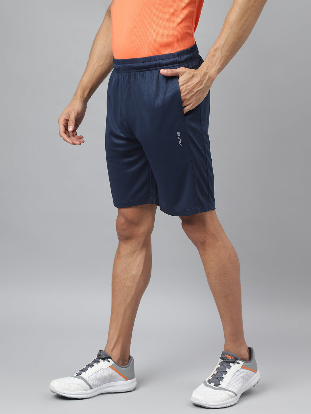 Alcis Men Navy Anti-Static Slim-Fit Training Shorts