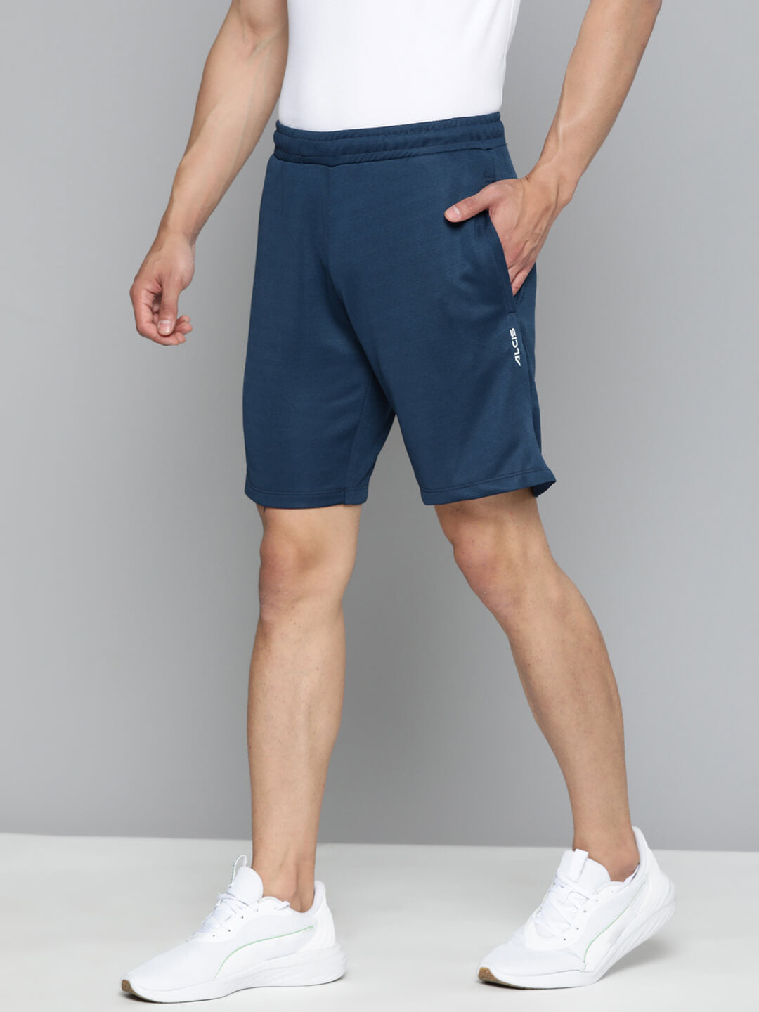 Alcis Men Blue Slim Fit Training or Gym Sports Shorts