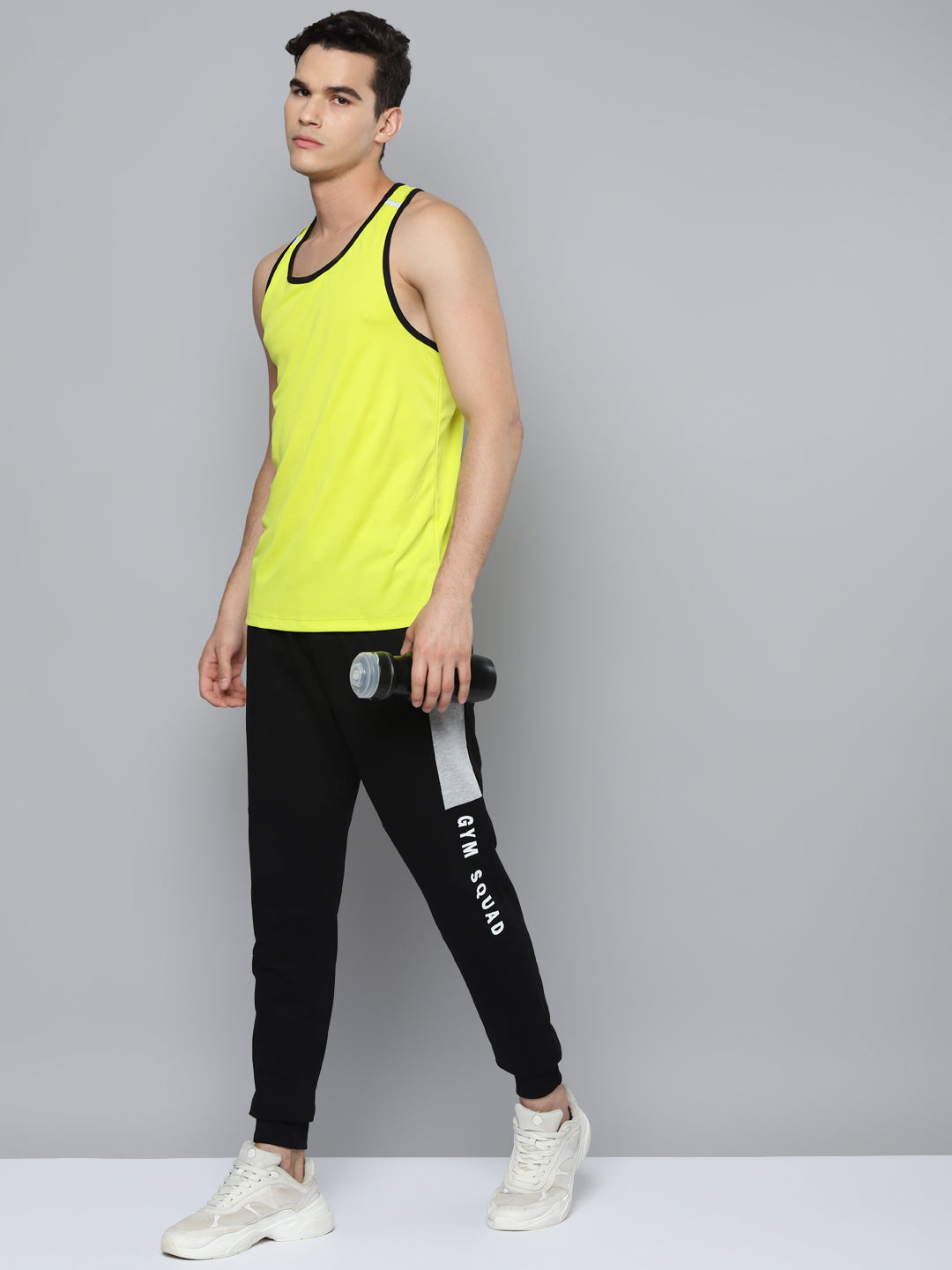 Alcis Men Yellow Slim Fit Training or Gym T-shirt