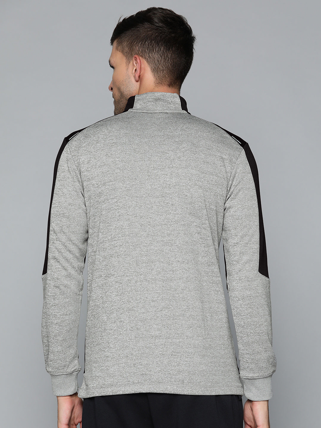 Alcis Men Black Grey Colourblocked Sweatshirt