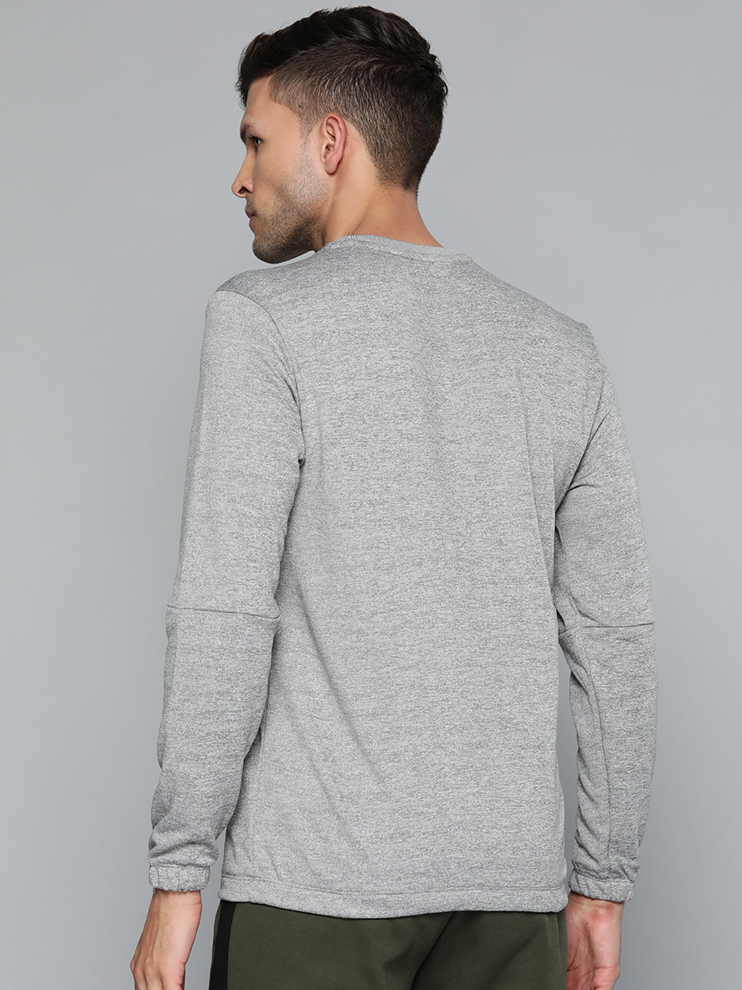 Alcis Men Grey Melange Solid Sweatshirt