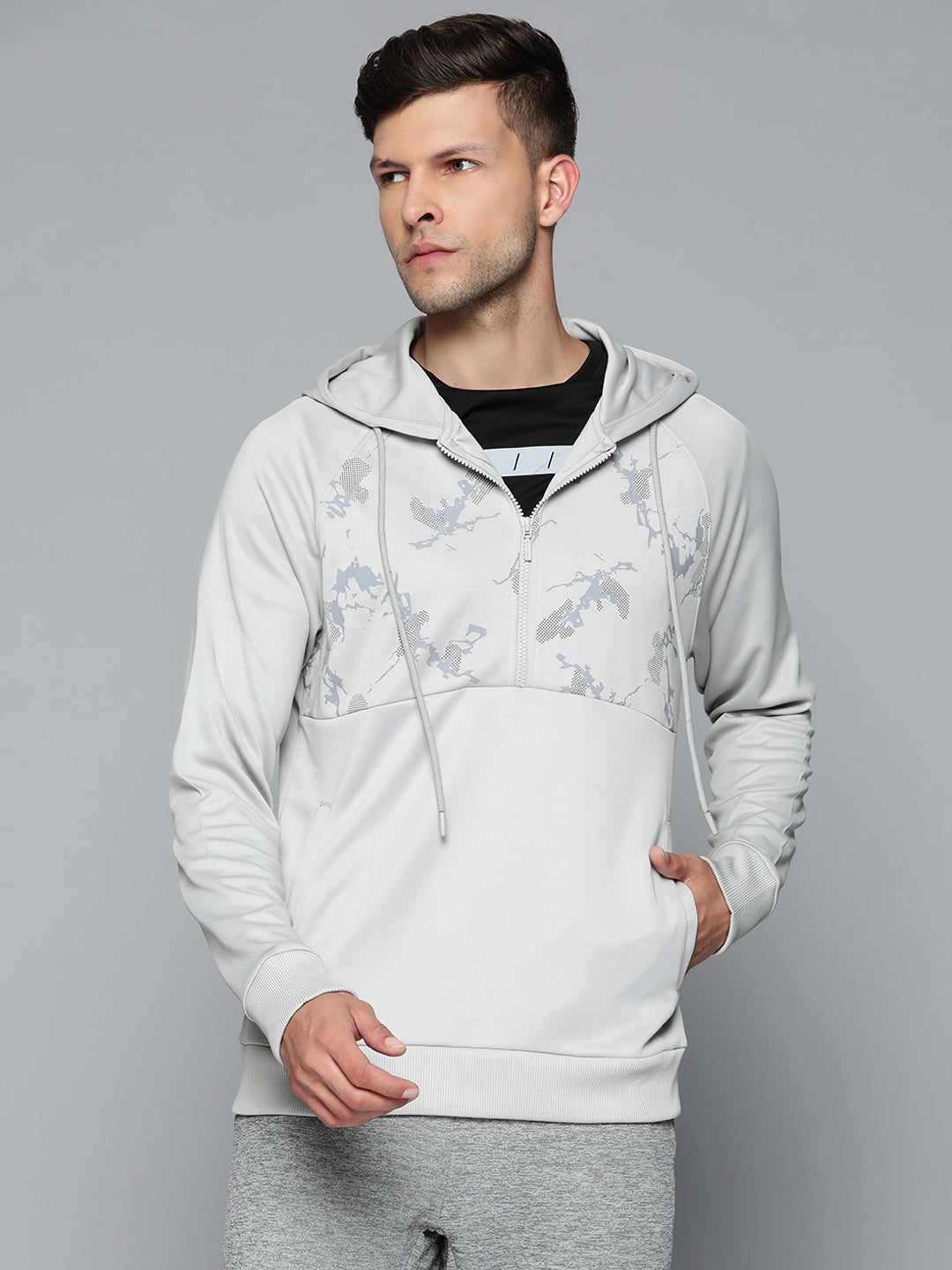 Alcis Men Grey Hooded Sweatshirt