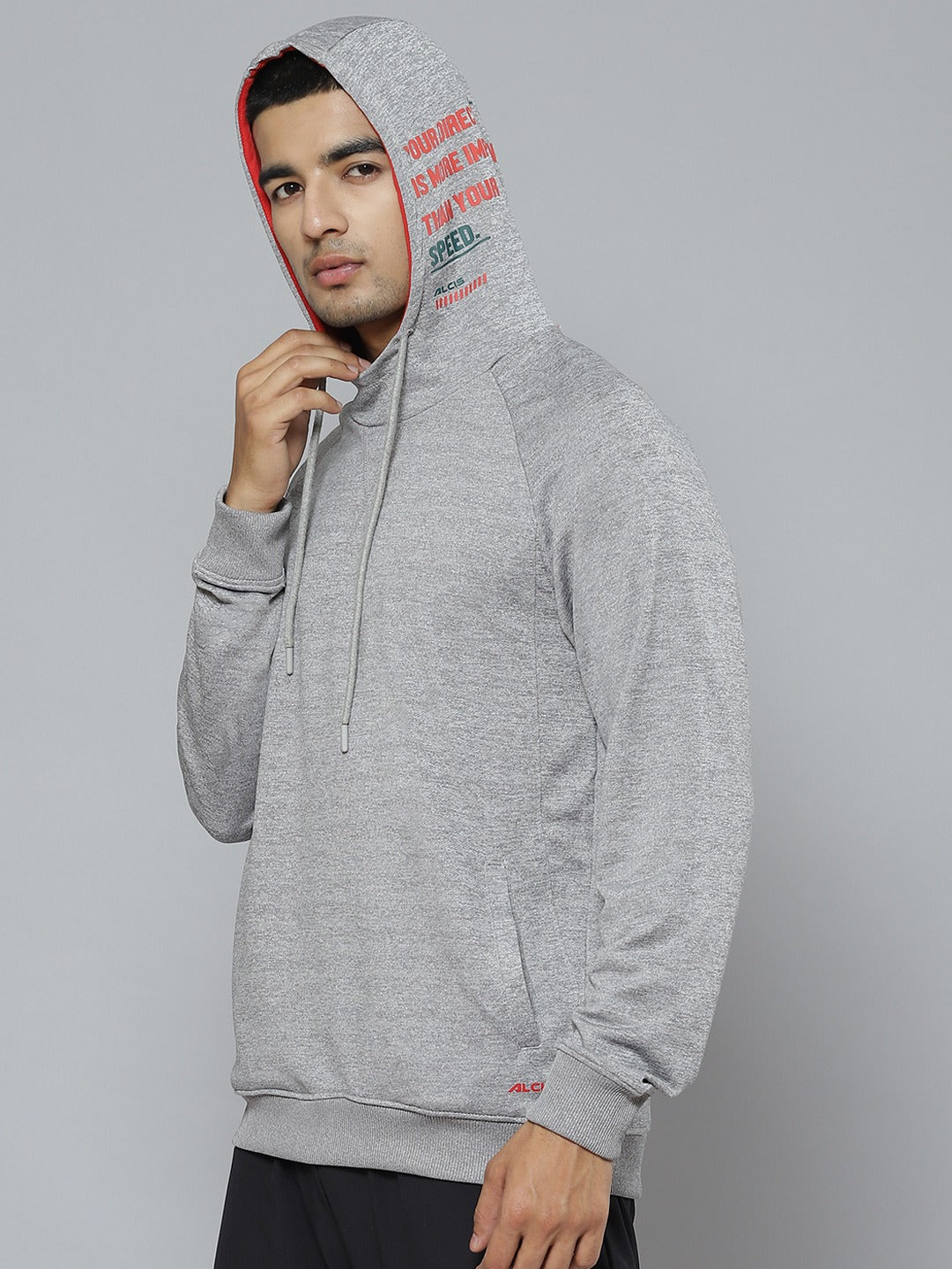 Alcis Men Grey Printed Hooded Sweatshirt