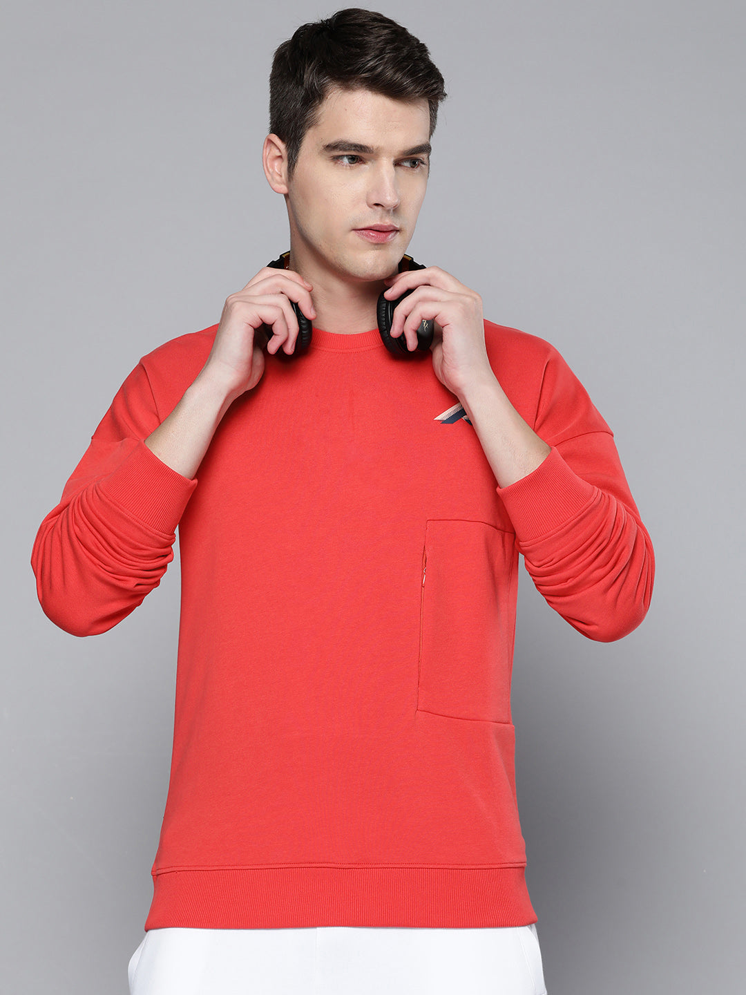 Alcis Men Red Solid Sweatshirt