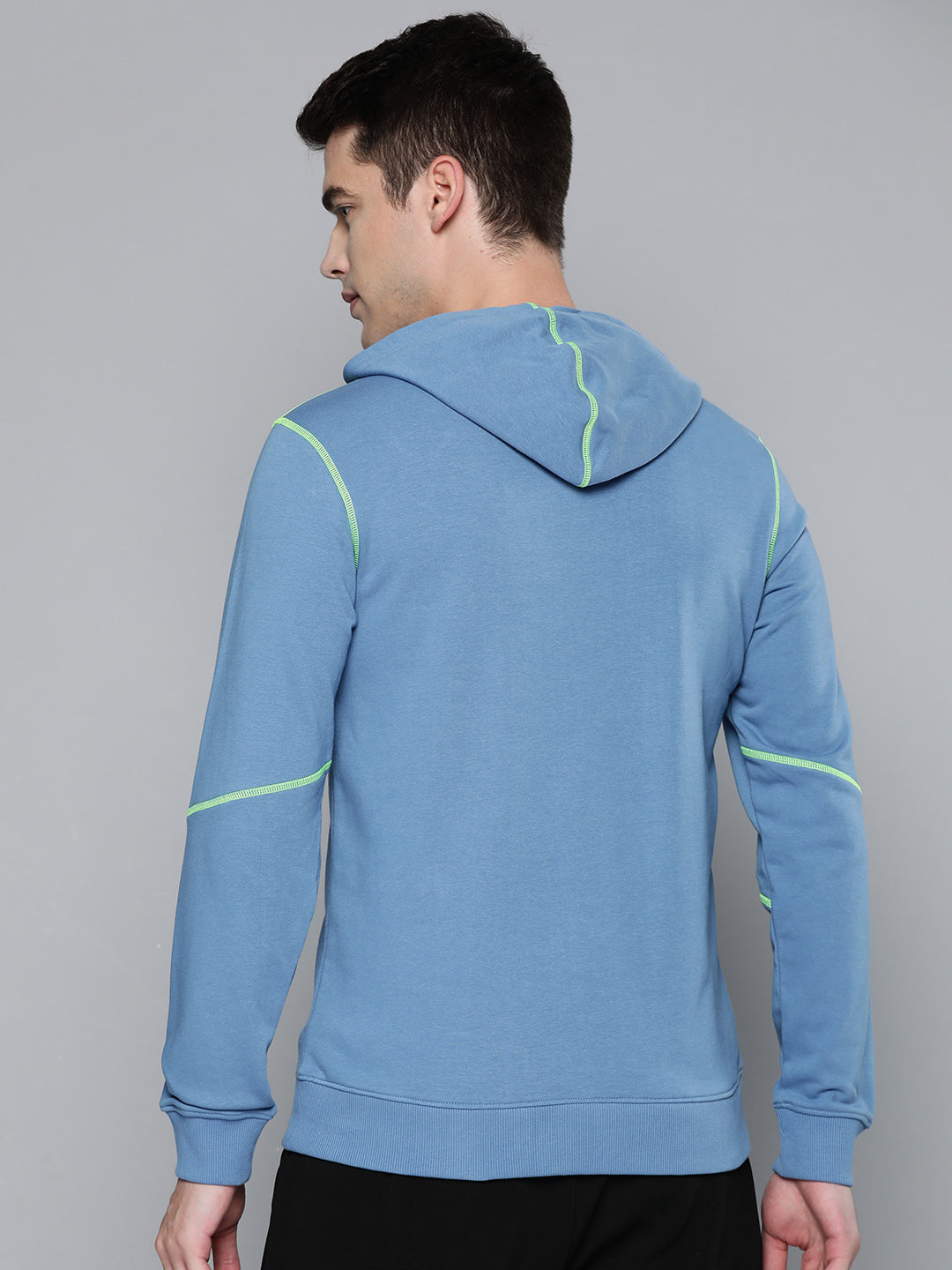 Alcis Men Blue Solid Hooded Sweatshirt