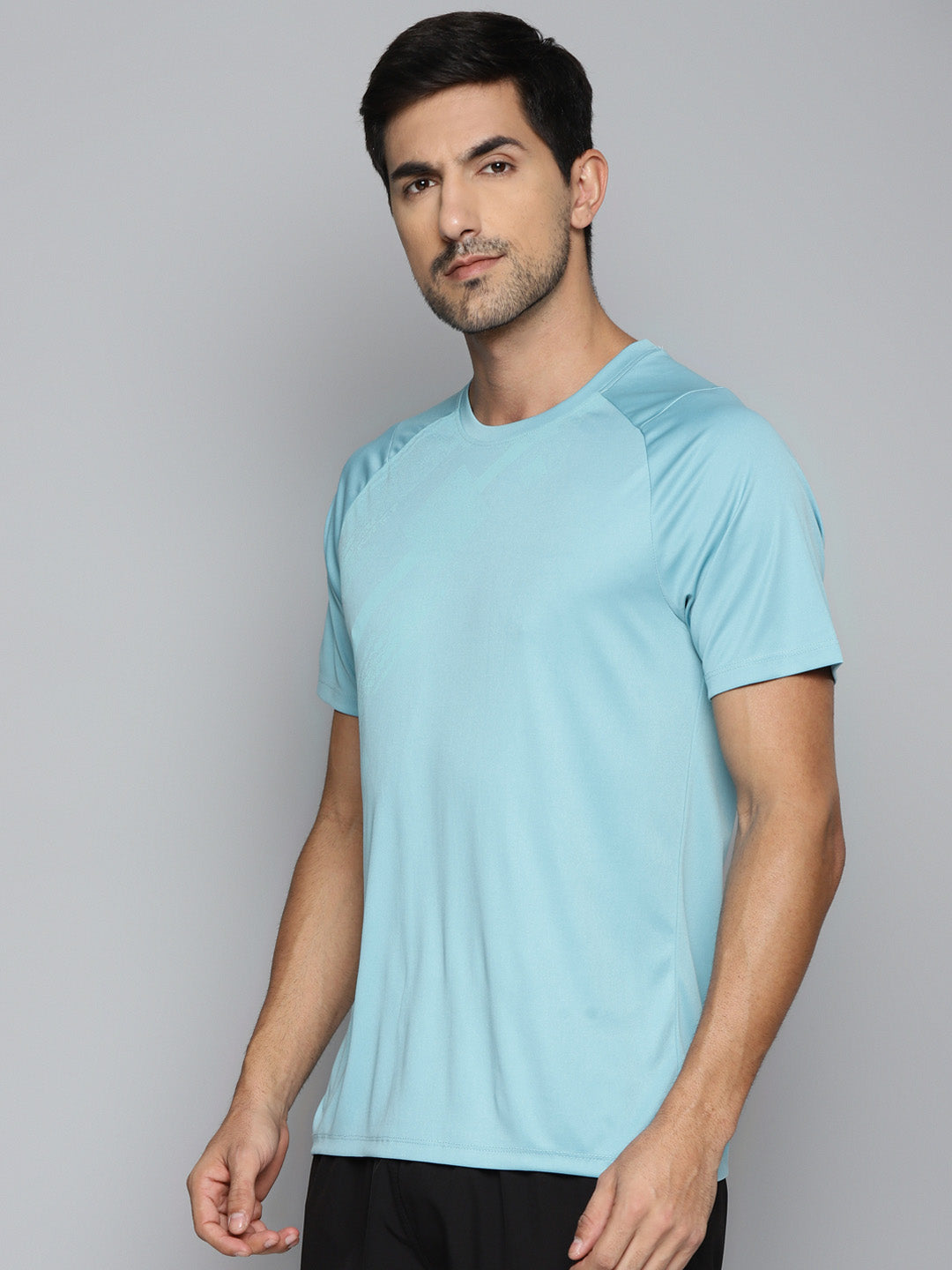 ALCIS Men Turquoise Blue Slim Fit Running T-shirt