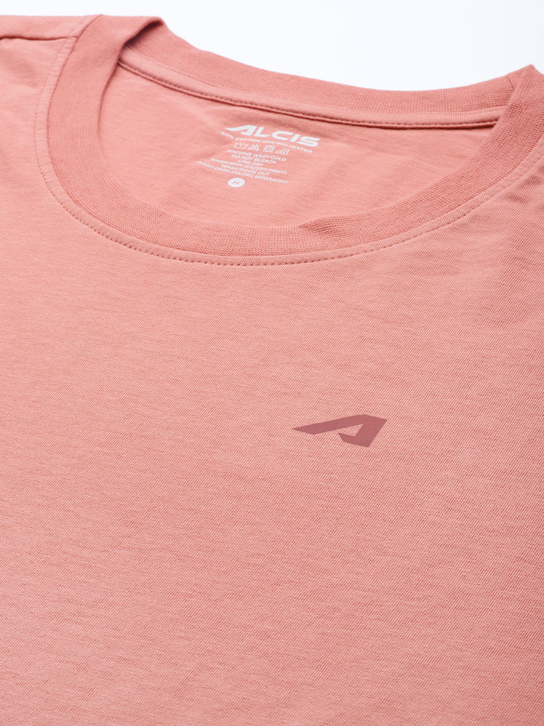 Alcis Men Dusty Pink Solid Slim Fit Gym T-shirt