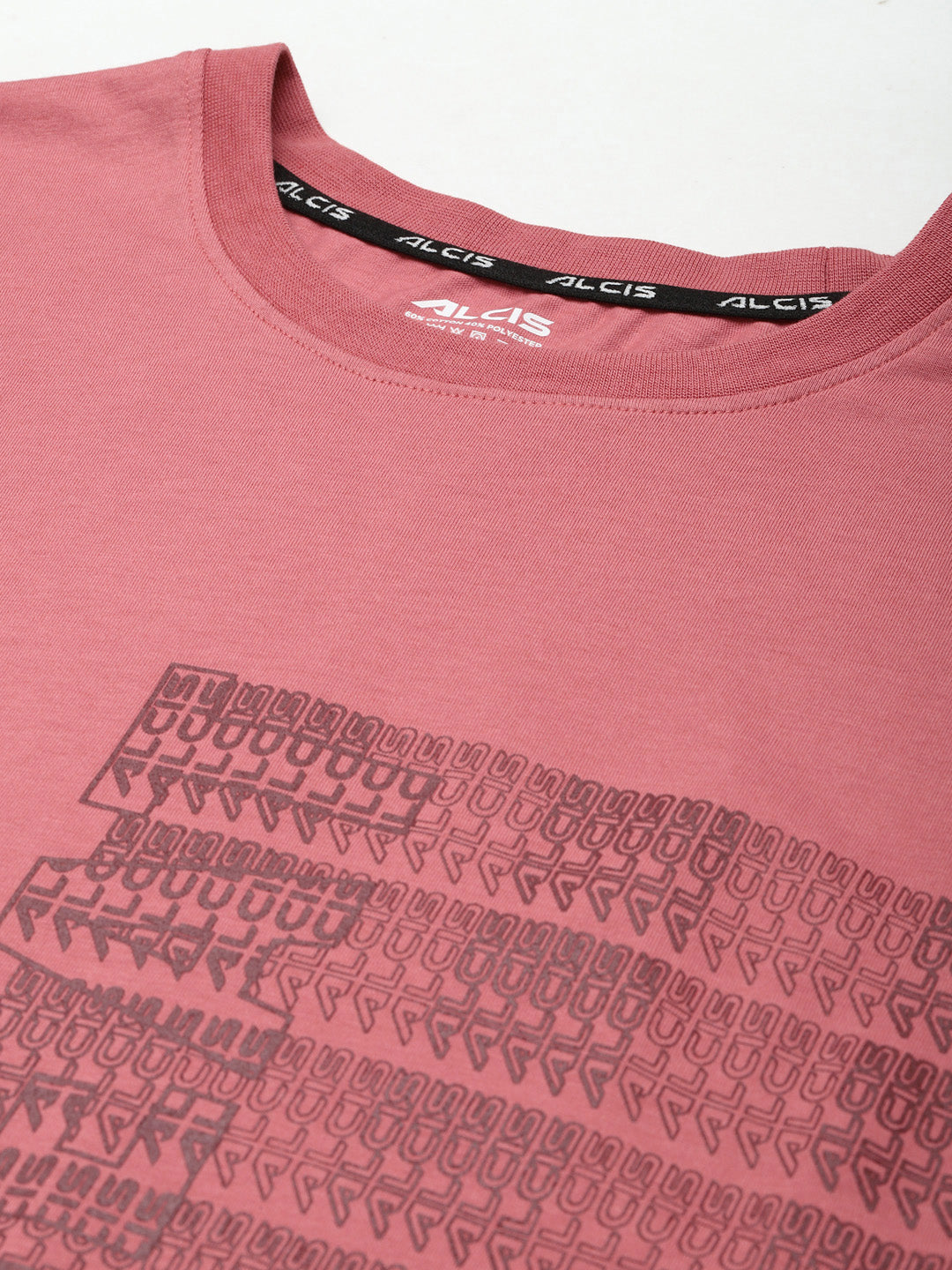 Alcis Men Pink Typography Printed Slim Fit Running T-shirt