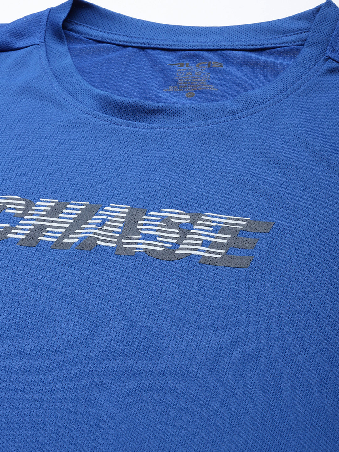 Alcis Men Blue Typography Printed Slim Fit T-shirt