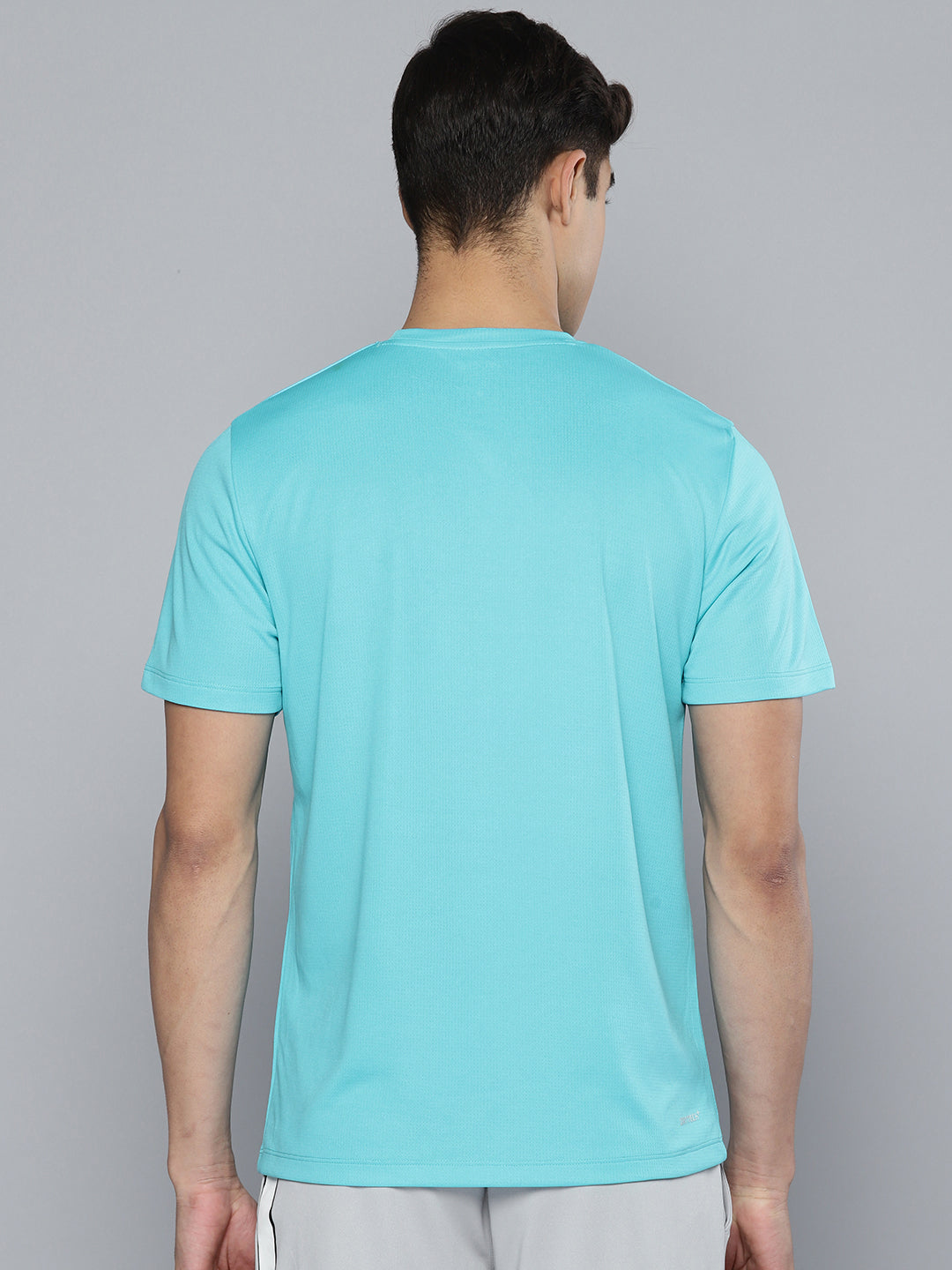 Alcis Men Blue White Brand Logo Printed Dry Tech T-shirt