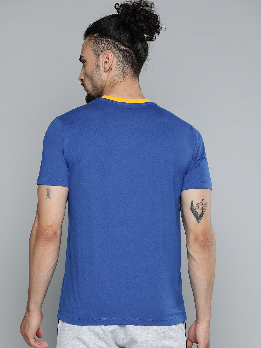 Alcis Men Blue Slim Fit Training or Gym T-shirt