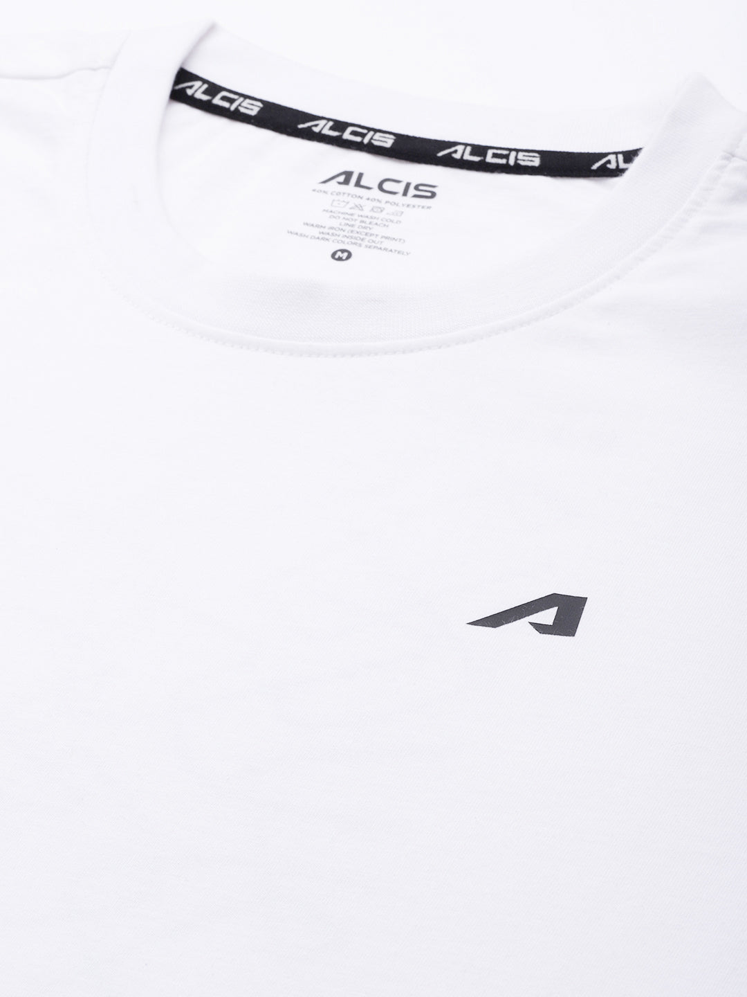 Alcis Men White Pure Cotton Sports T-shirt