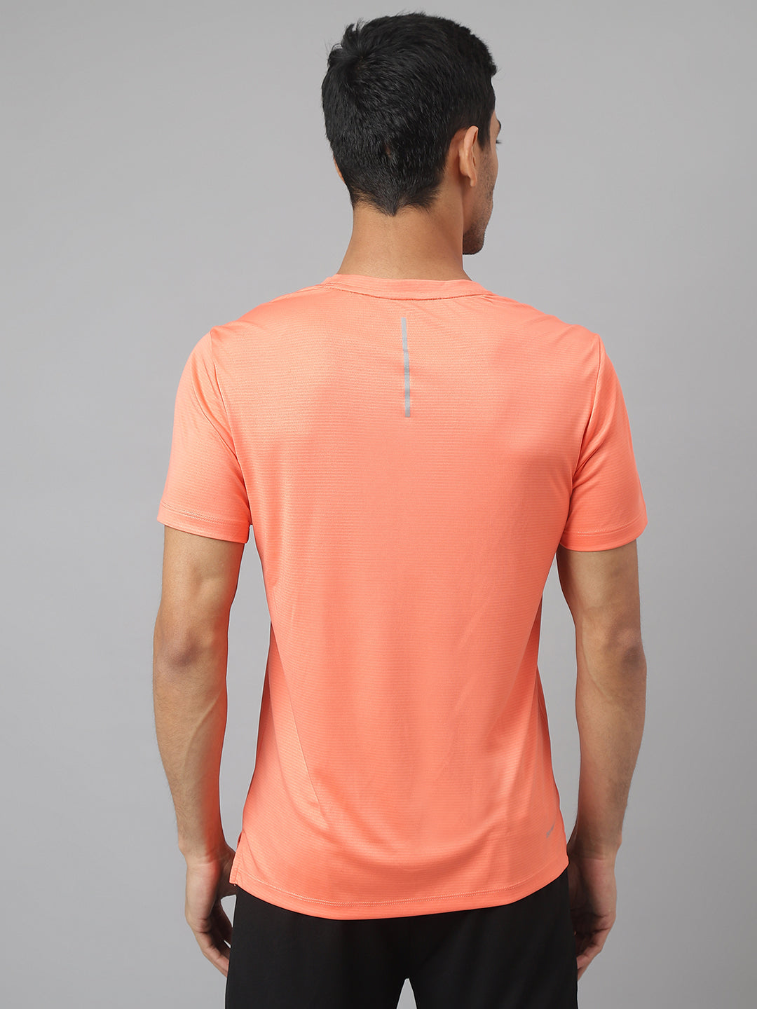 Alcis Men Orange Drytech+ Anti-Static Slim-Fit Round Neck Running T-Shirt