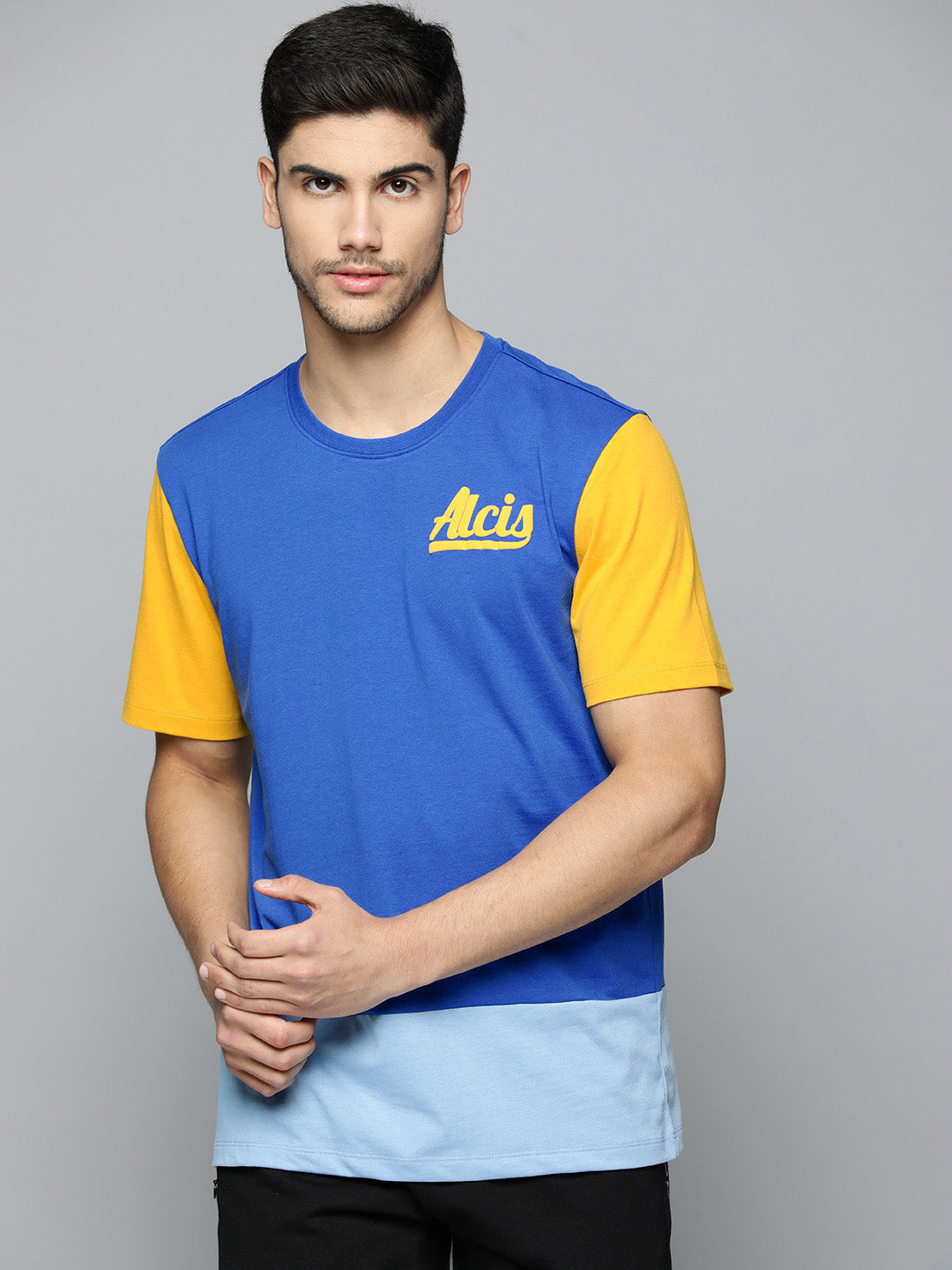 Alcis Men Colourblocked Anti Static Slim Fit T-shirt