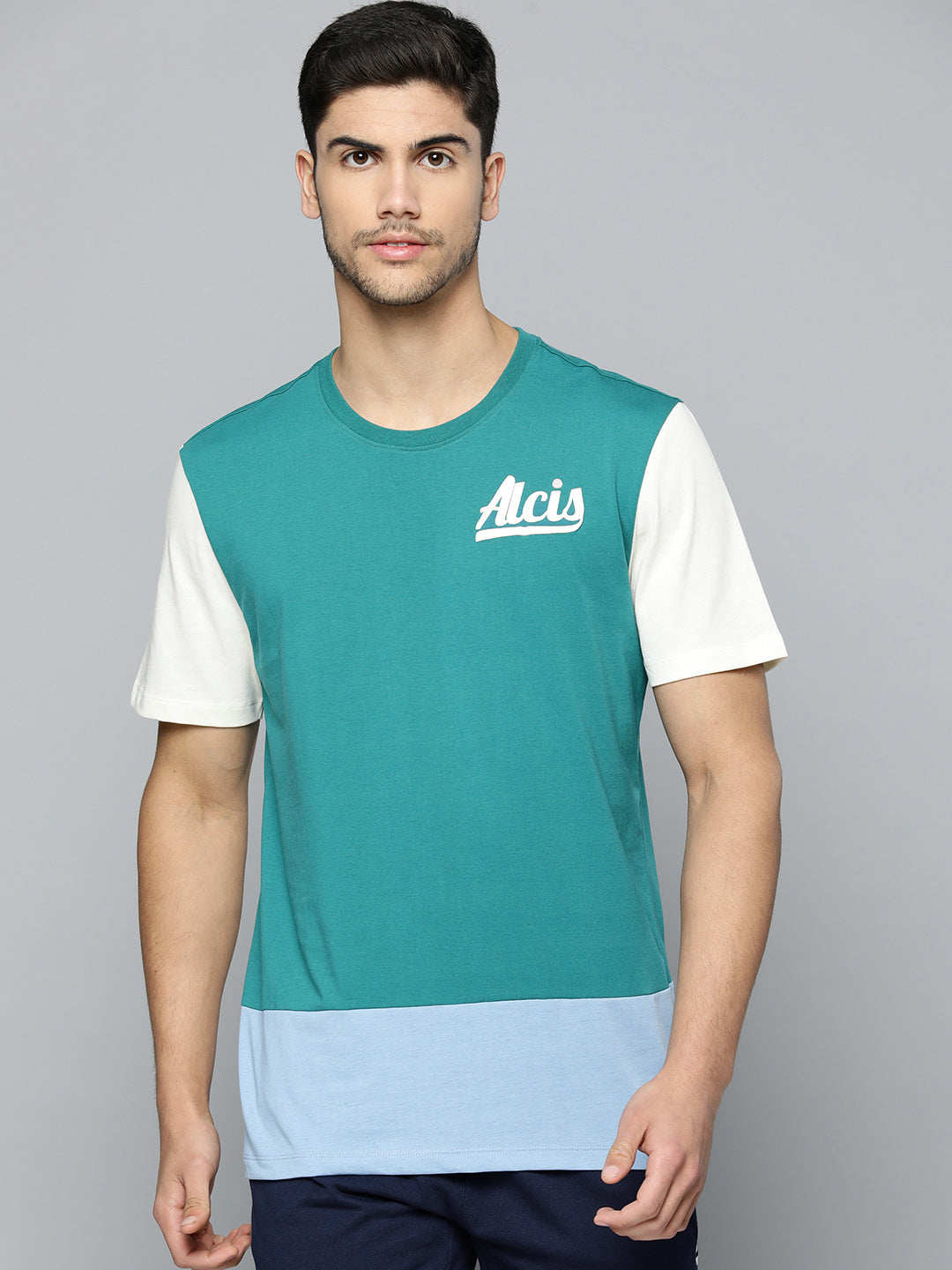 Alcis Men Colourblocked Anti Static Slim Fit Sports T-shirt