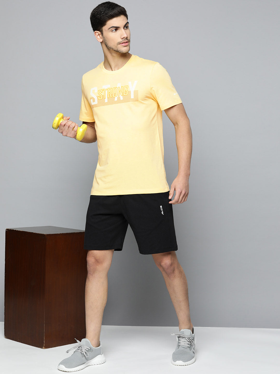 Alcis Men Typography Printed Anti Static Slim Fit Sports T-shirt