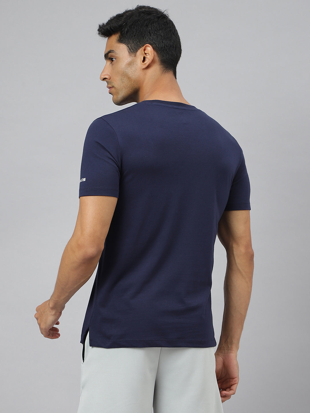 Alcis Men Navy Soft-Touch Regular-Fit Athleisure T-Shirt