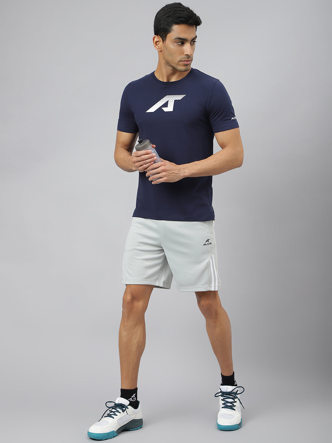 Alcis Men Navy Soft-Touch Regular-Fit Athleisure T-Shirt