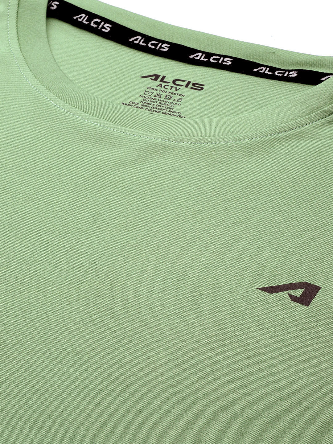 Alcis Men Green Anti Static Applique Slim Fit Running Wonder T-shirt