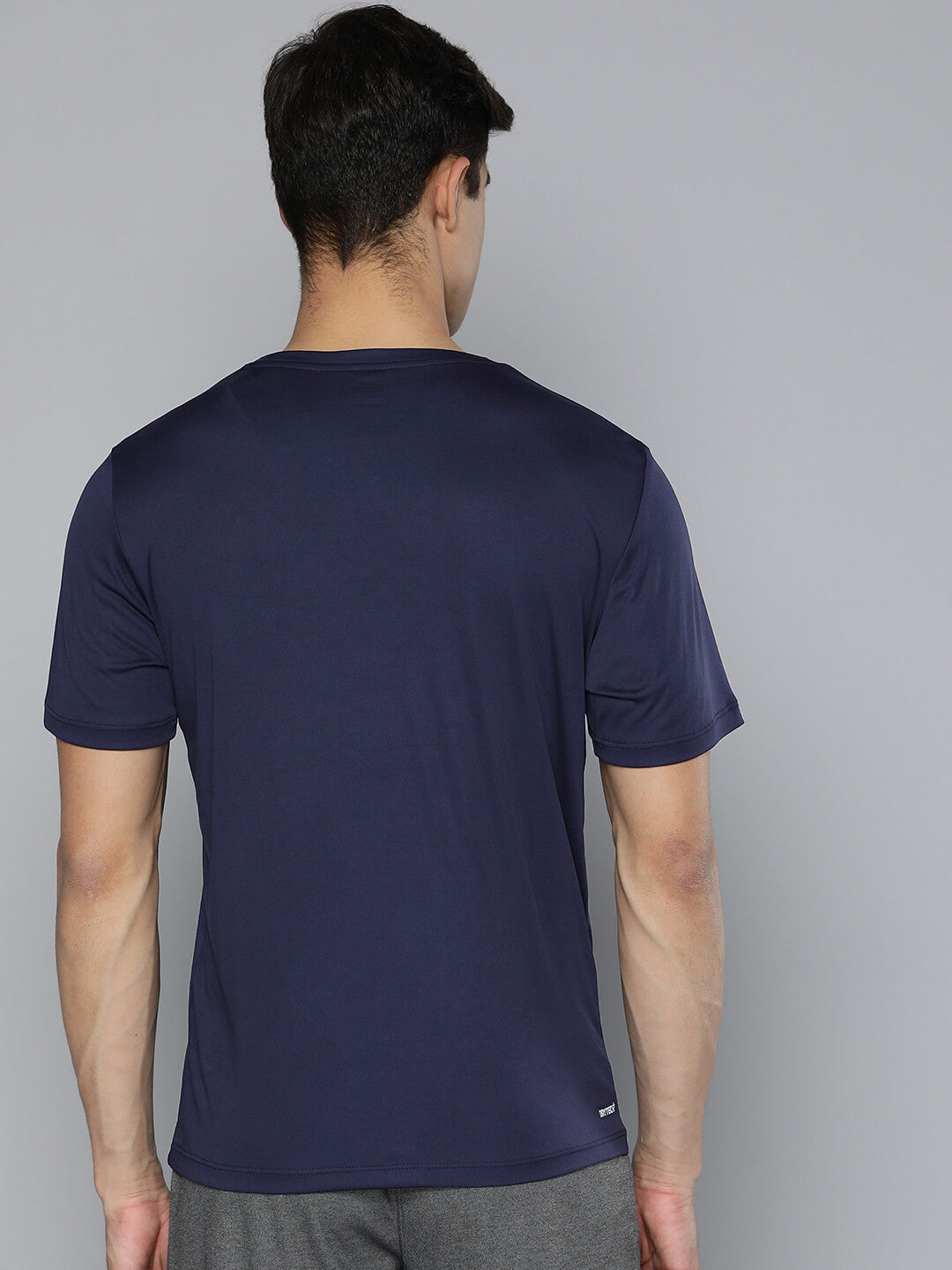 Alcis Men Navy Blue Anti Static Applique Slim Fit Running Wonder T-shirt