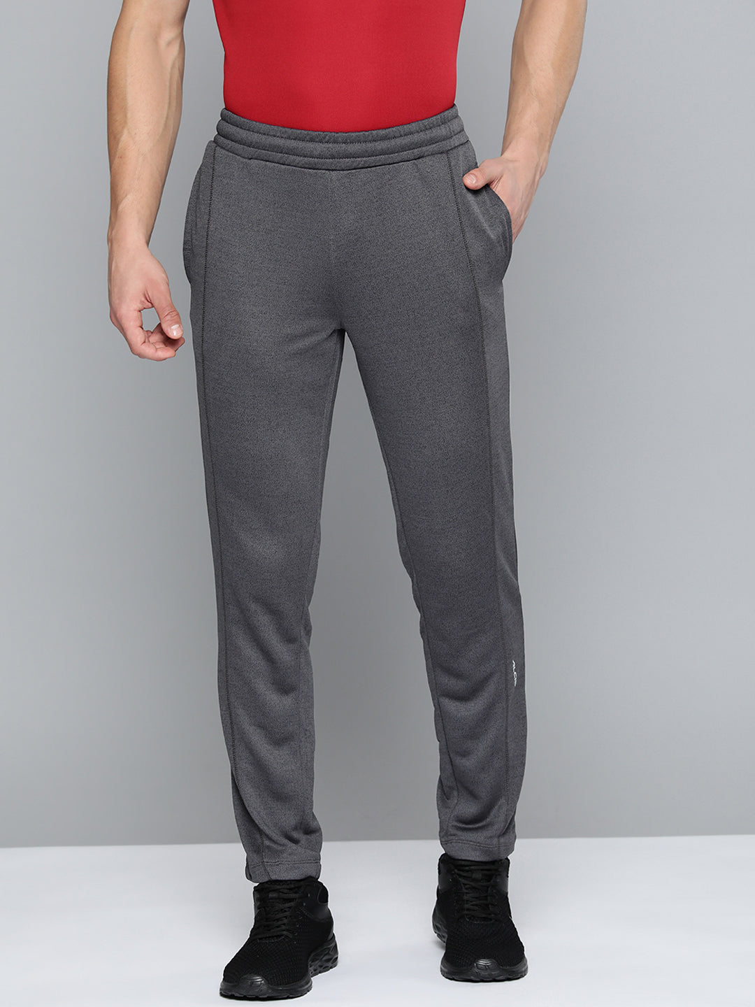 Alcis Men Charcoal Grey Solid Track Pants