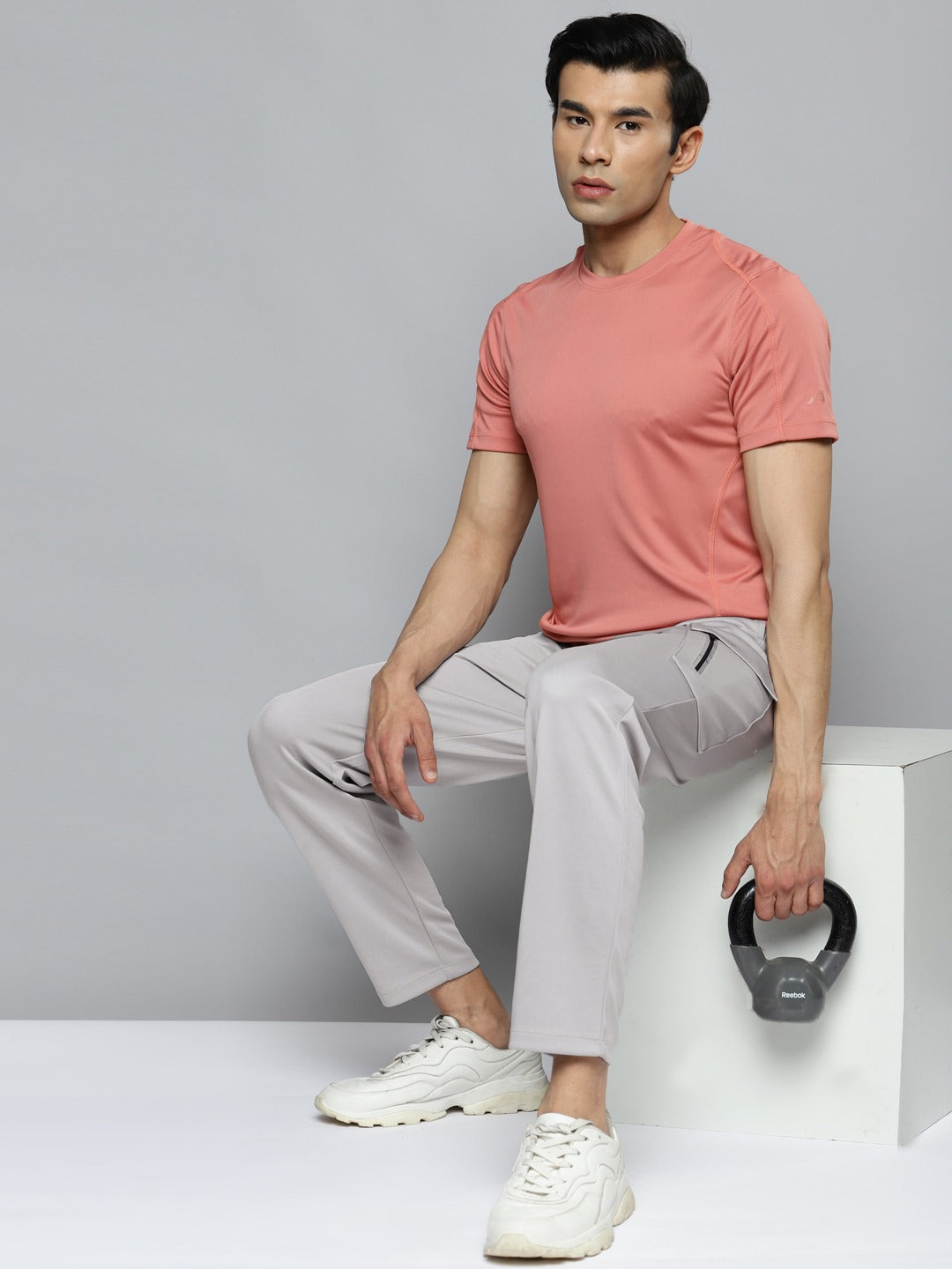 Alcis Men Grey Solid Slim Fit Mid-Rise Regular Track Pants
