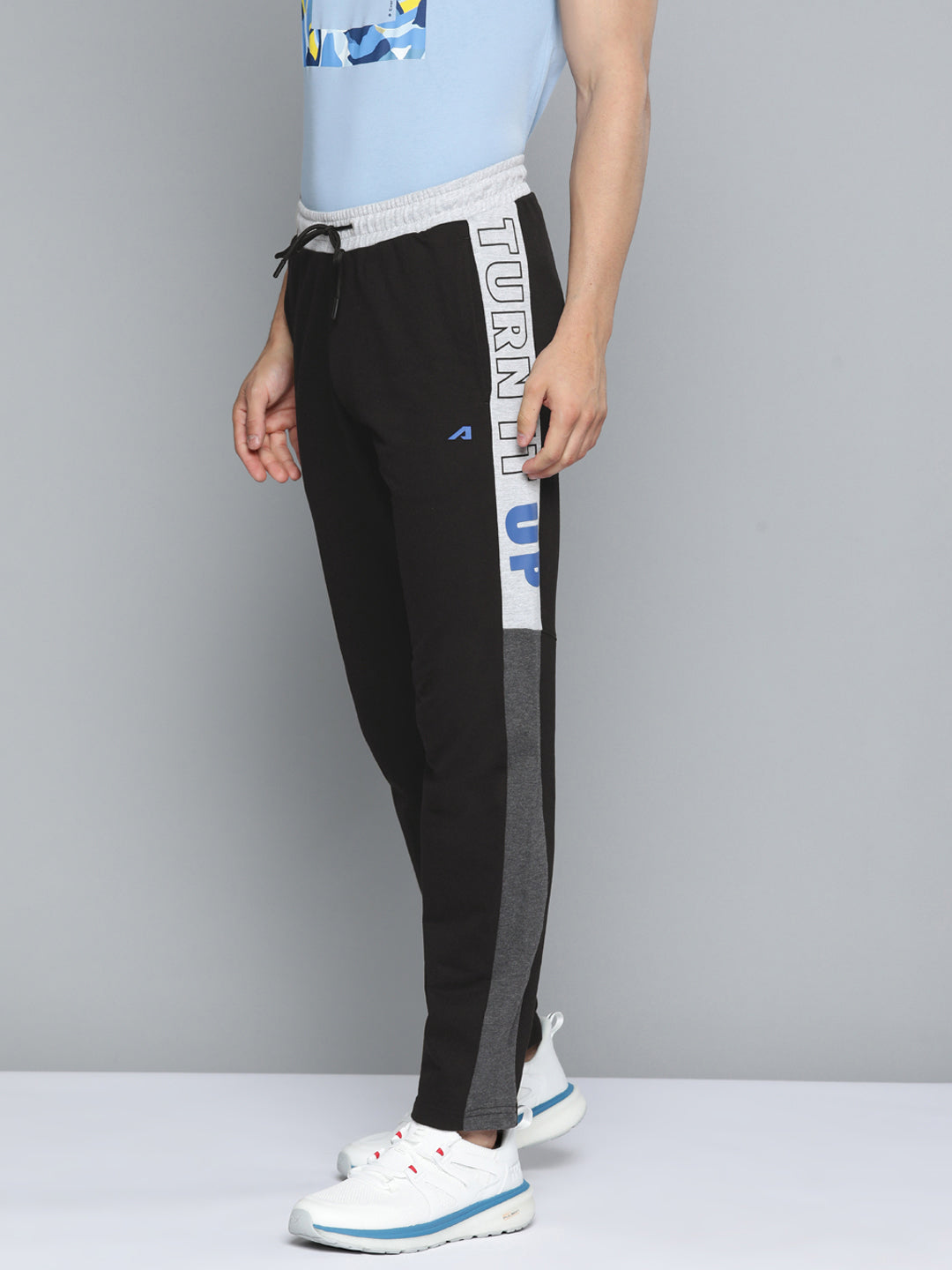 Alcis Men Black Printed Track Pants With Side Detailing