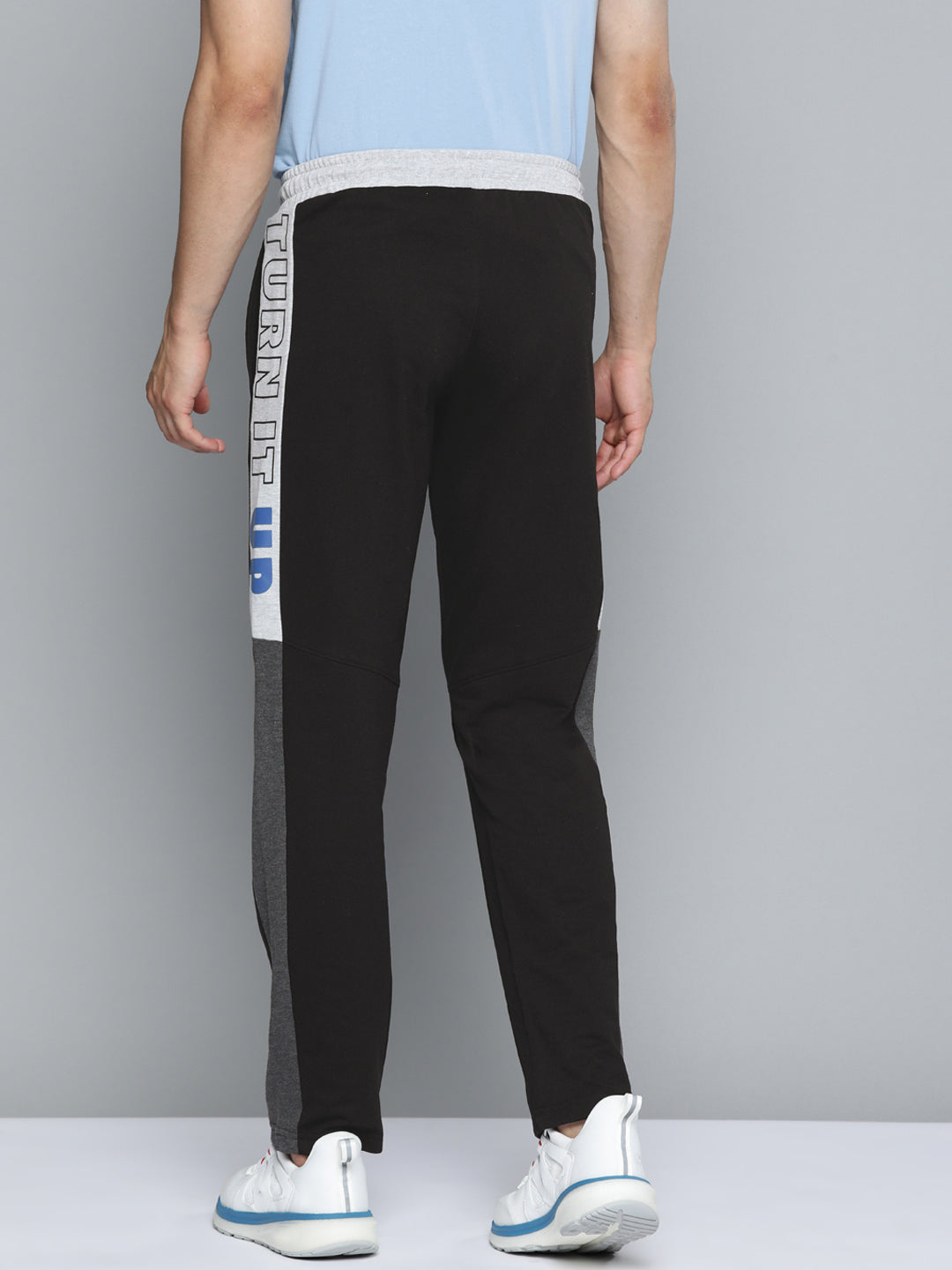 Alcis Men Black Printed Track Pants With Side Detailing