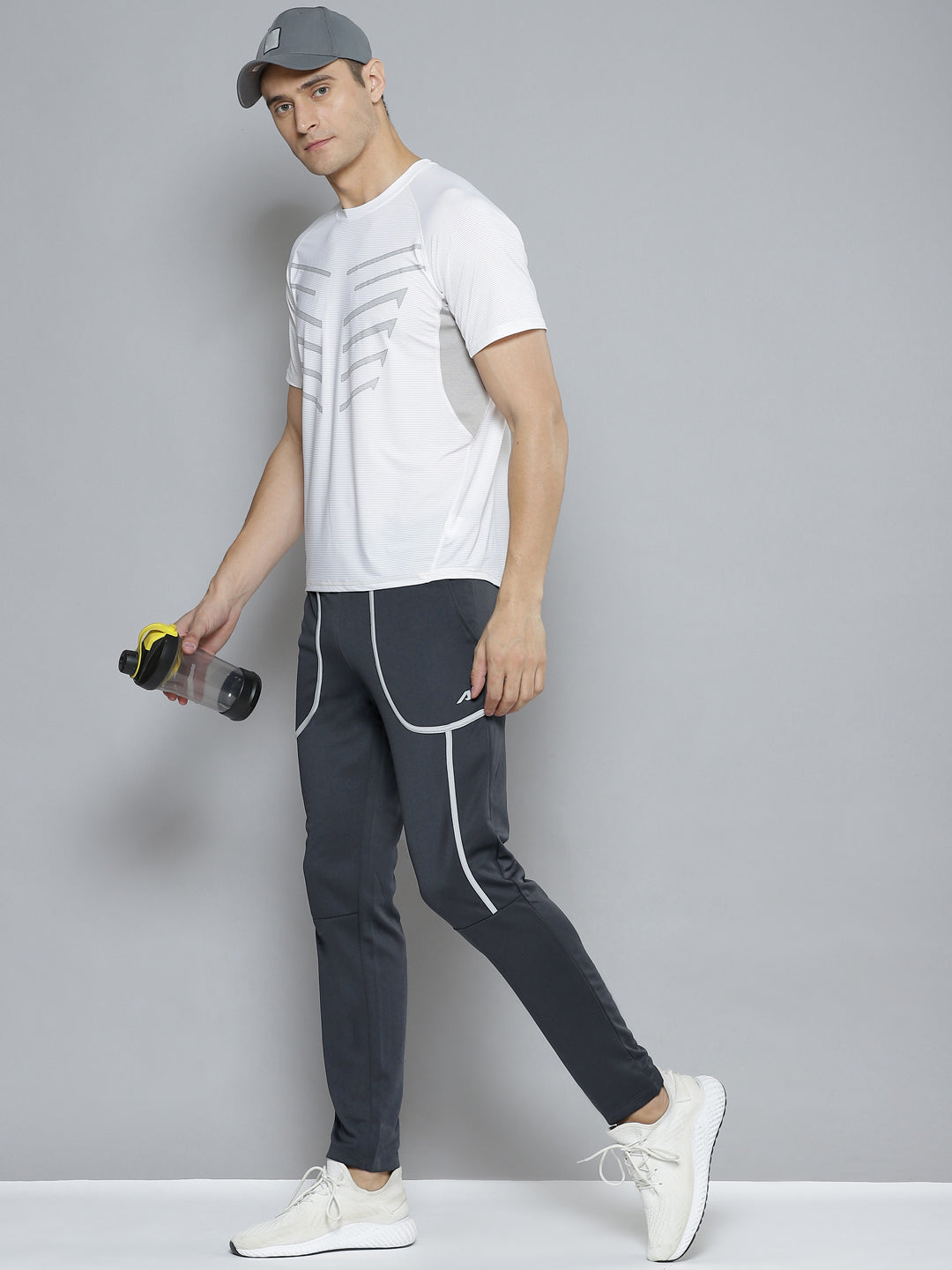 Alcis Men Charcoal Grey Solid Slim Fit Running Track Pants