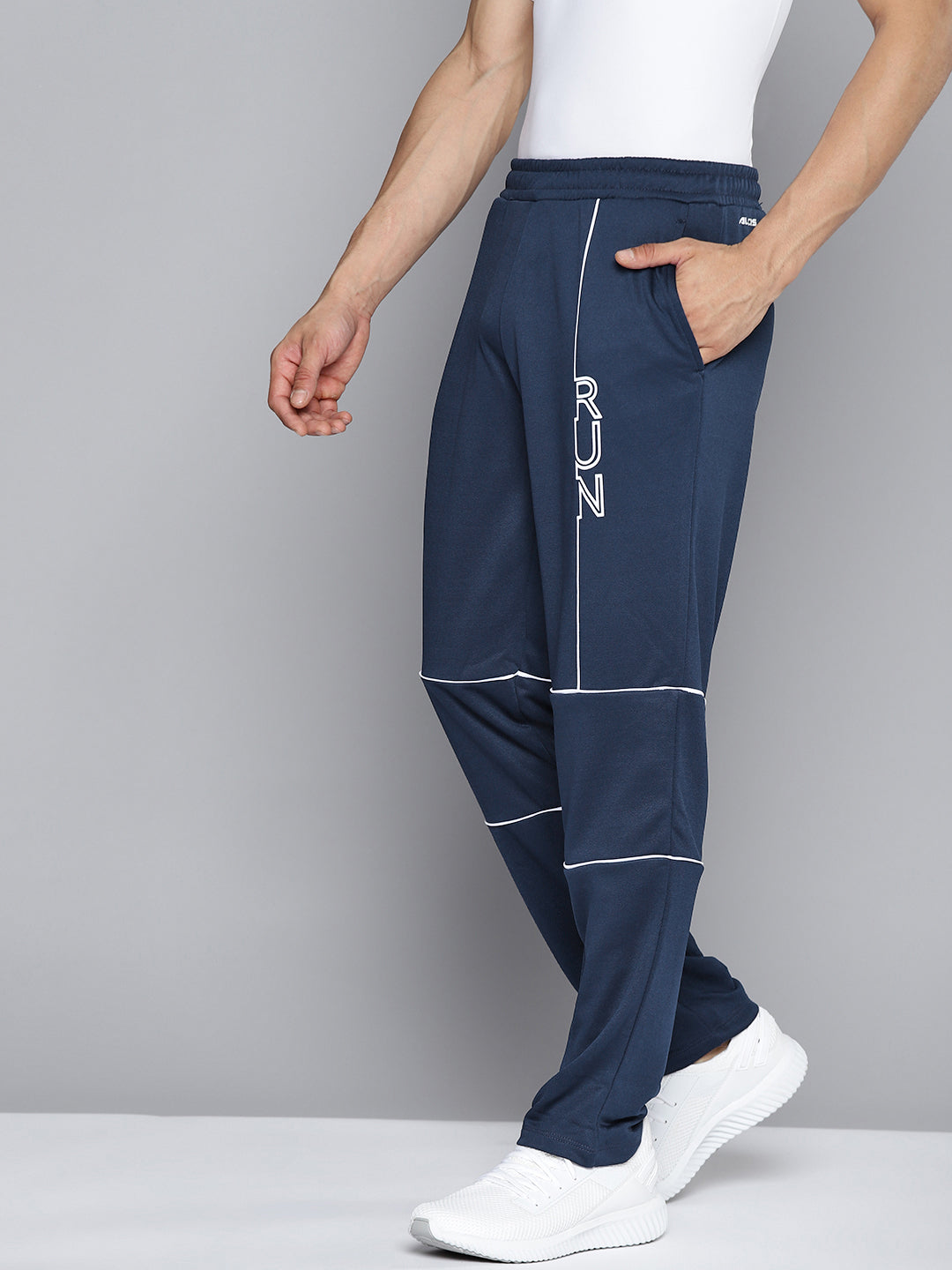 Alcis Men Navy Blue Printed Slim Fit Track Pants