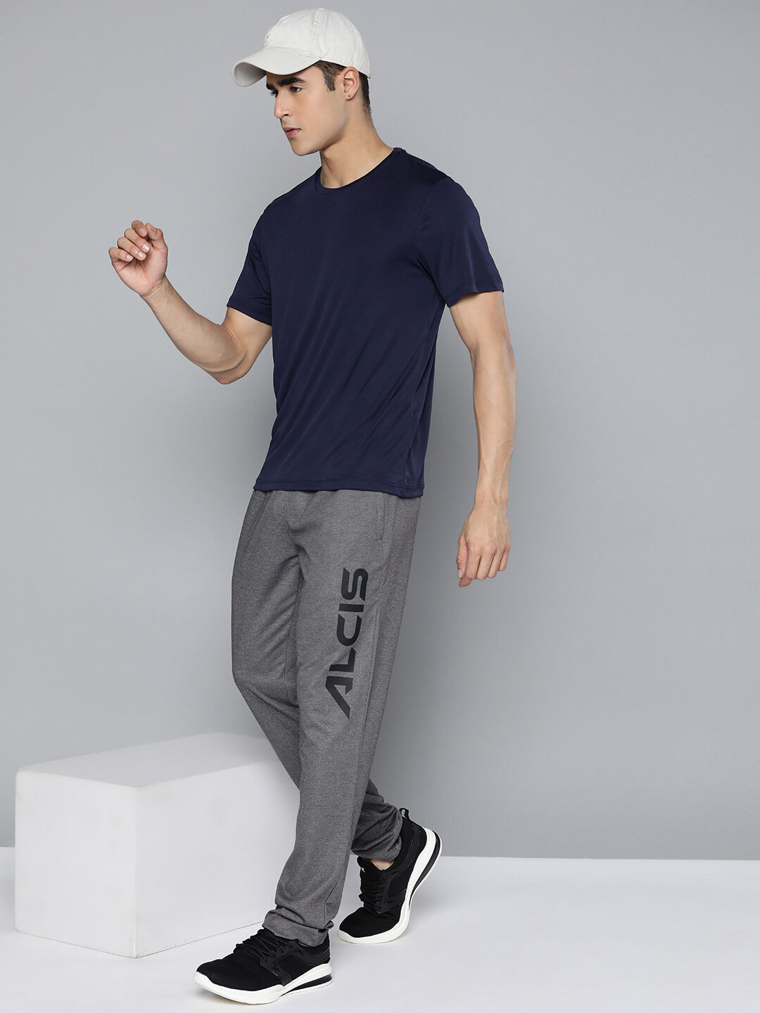 Alcis Men Charcoal Solid Drytech+ Track Pants