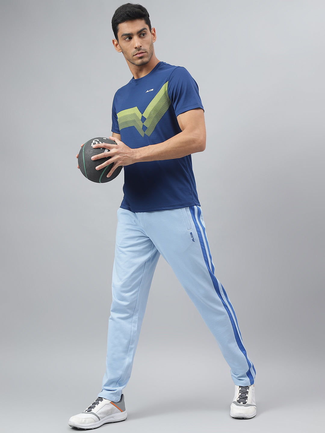 Alcis Men Powder Blue Slim-Fit Athleisure Track Pants