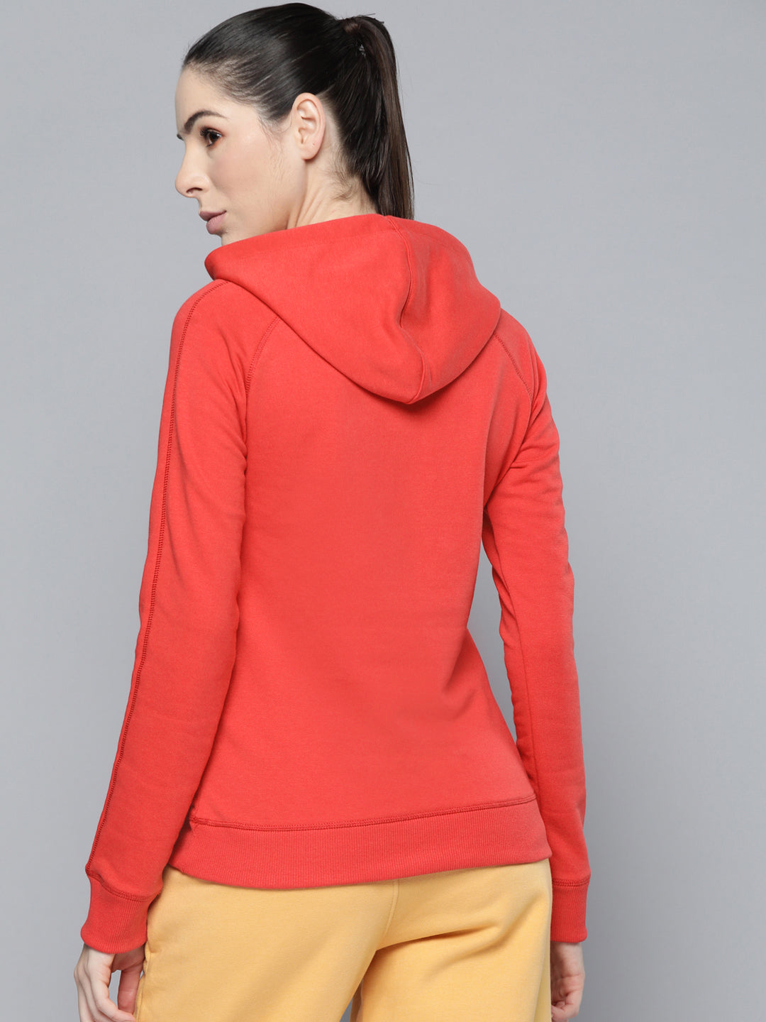 Alcis Women Red Printed Hooded Sweatshirt