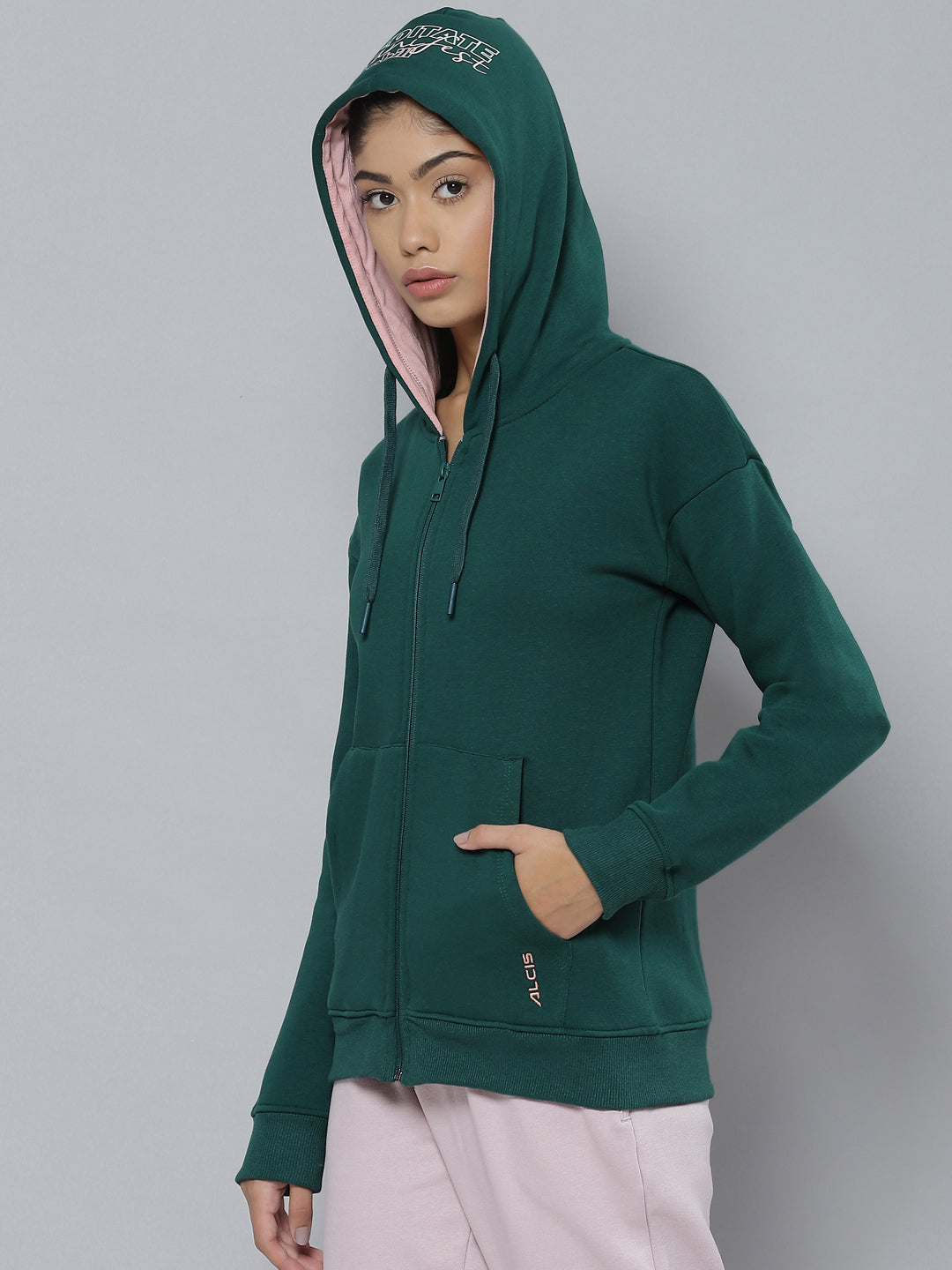 Alcis Women Green Hooded Sweatshirt