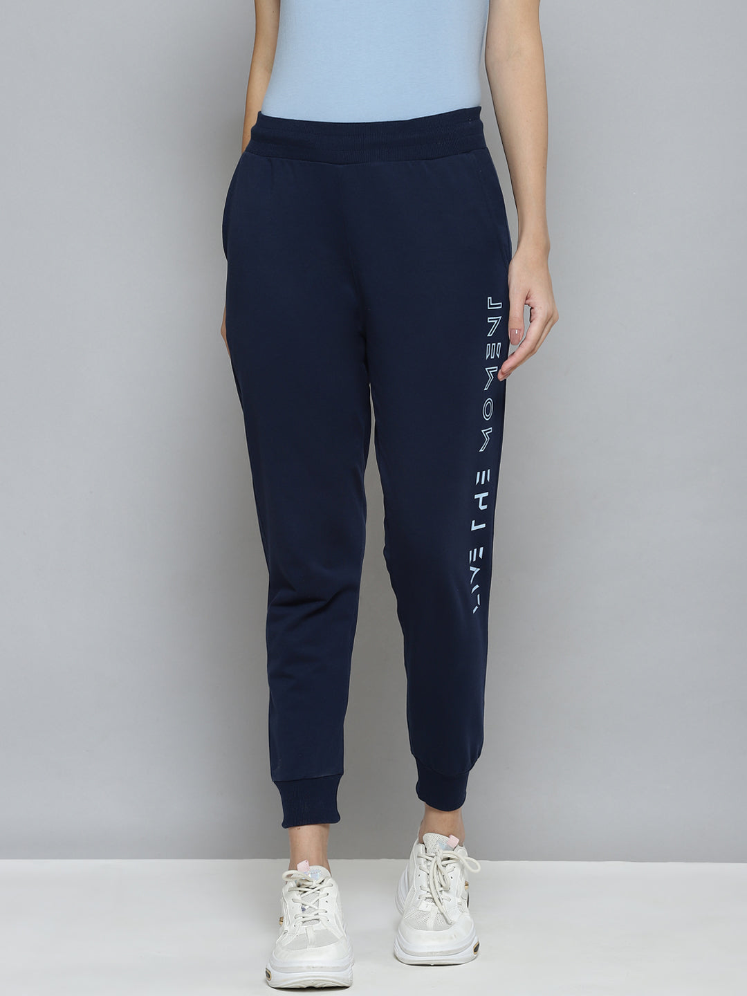 Alcis Women Navy Blue Slim Fit Cropped Running Joggers