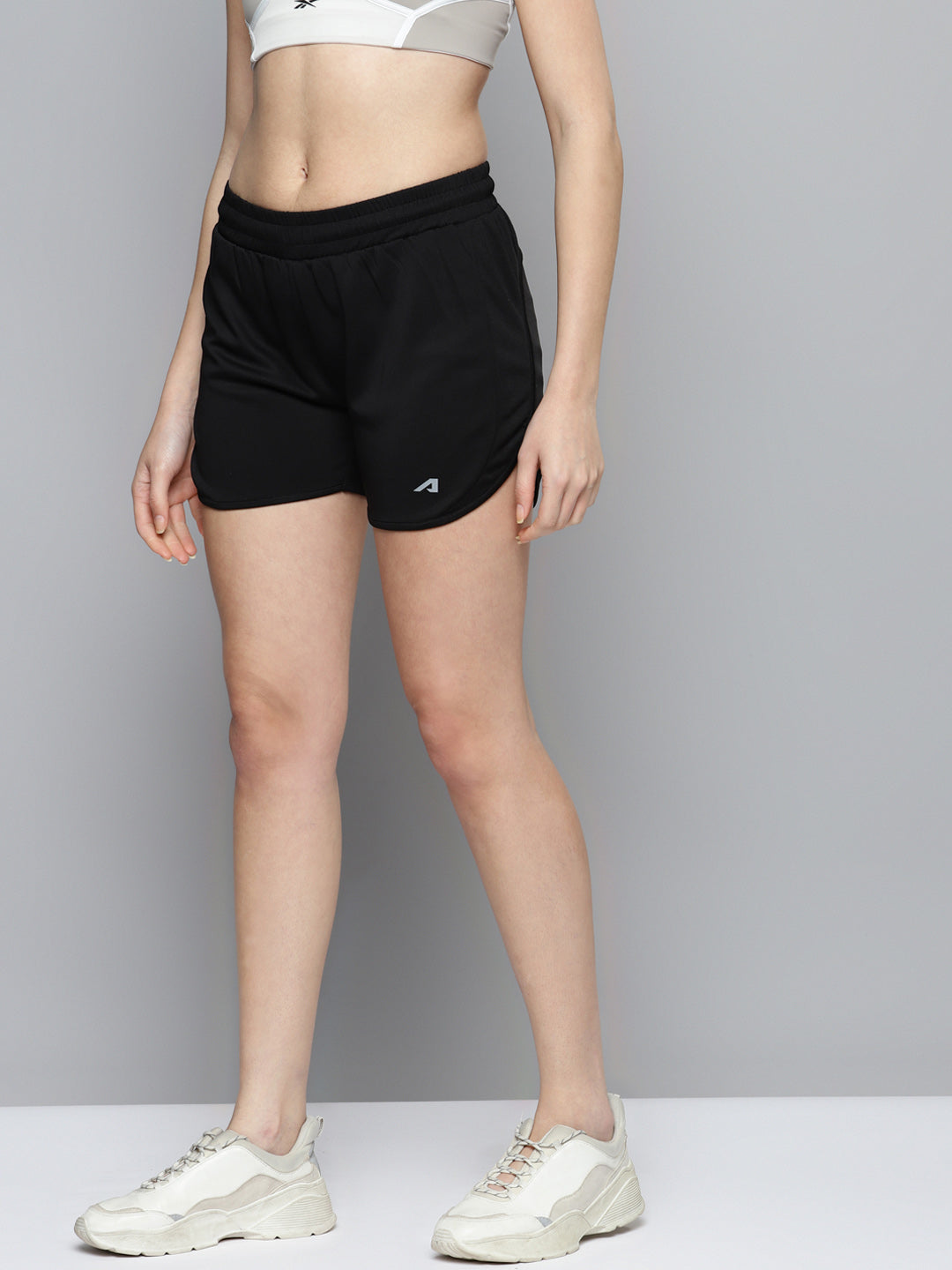 Alcis Women Black Slim Fit Training or Gym Sports Shorts
