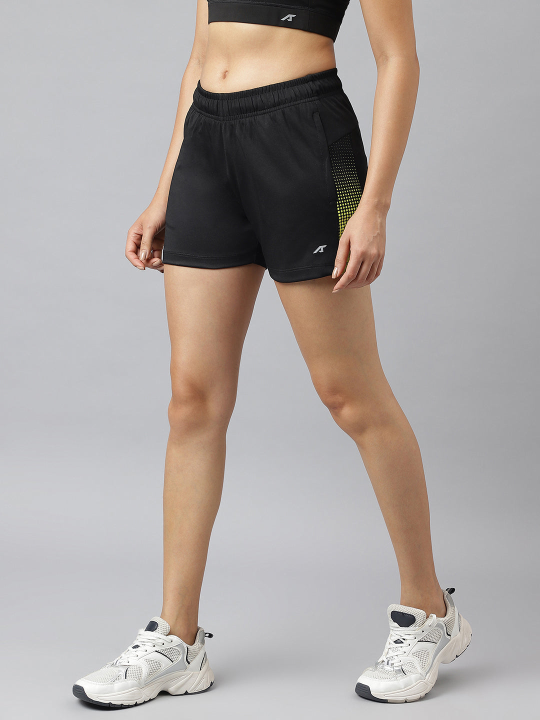 Alcis Women Black Anti-Static Soft-Touch Slim-Fit Training Shorts