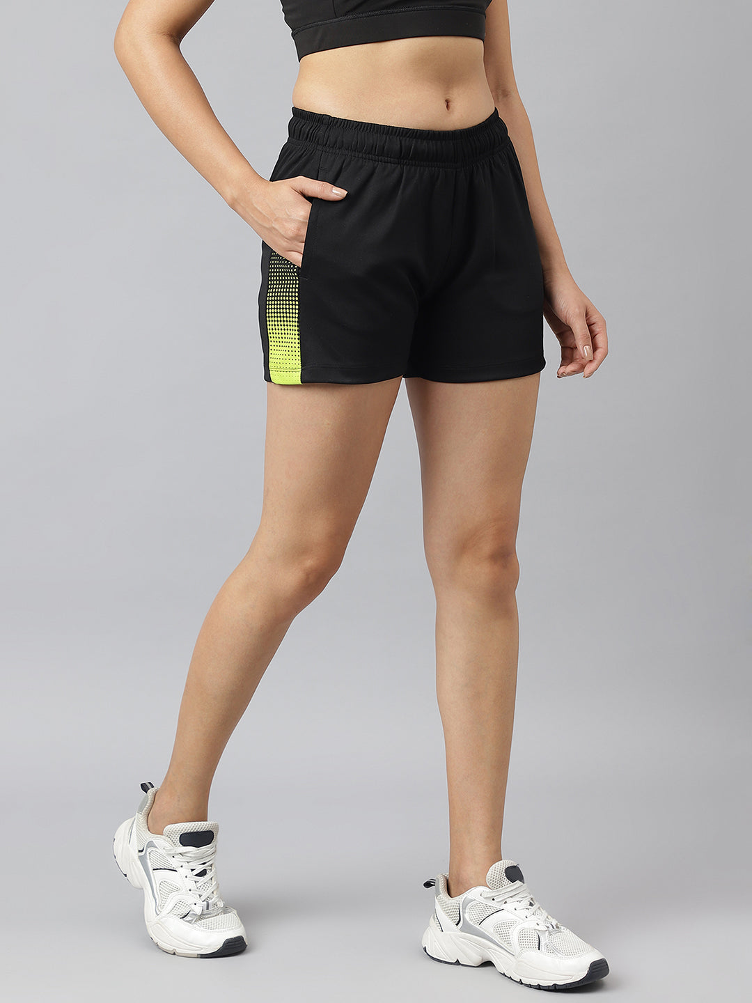 Alcis Women Black Anti-Static Soft-Touch Slim-Fit Training Shorts