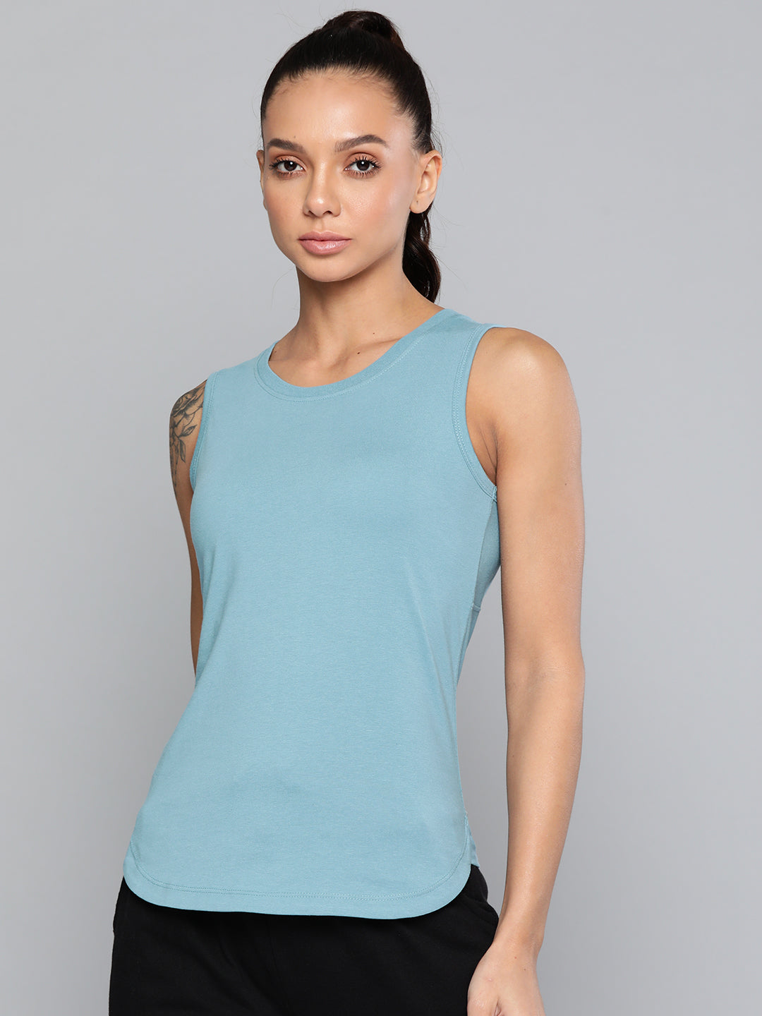 Alcis Women Turquoise Blue Slim Fit T-shirt