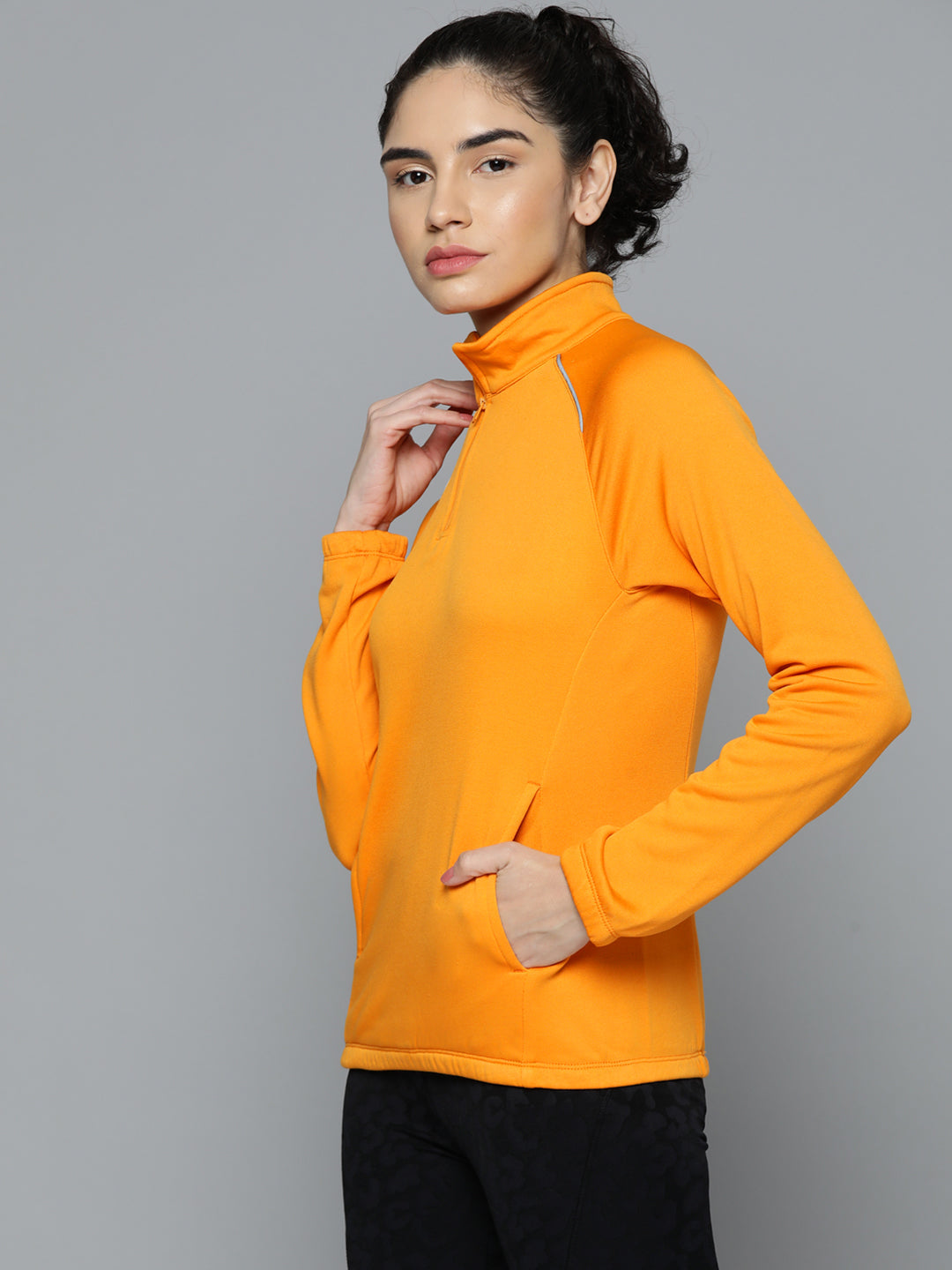 Alcis Women Orange Solid Sweatshirt