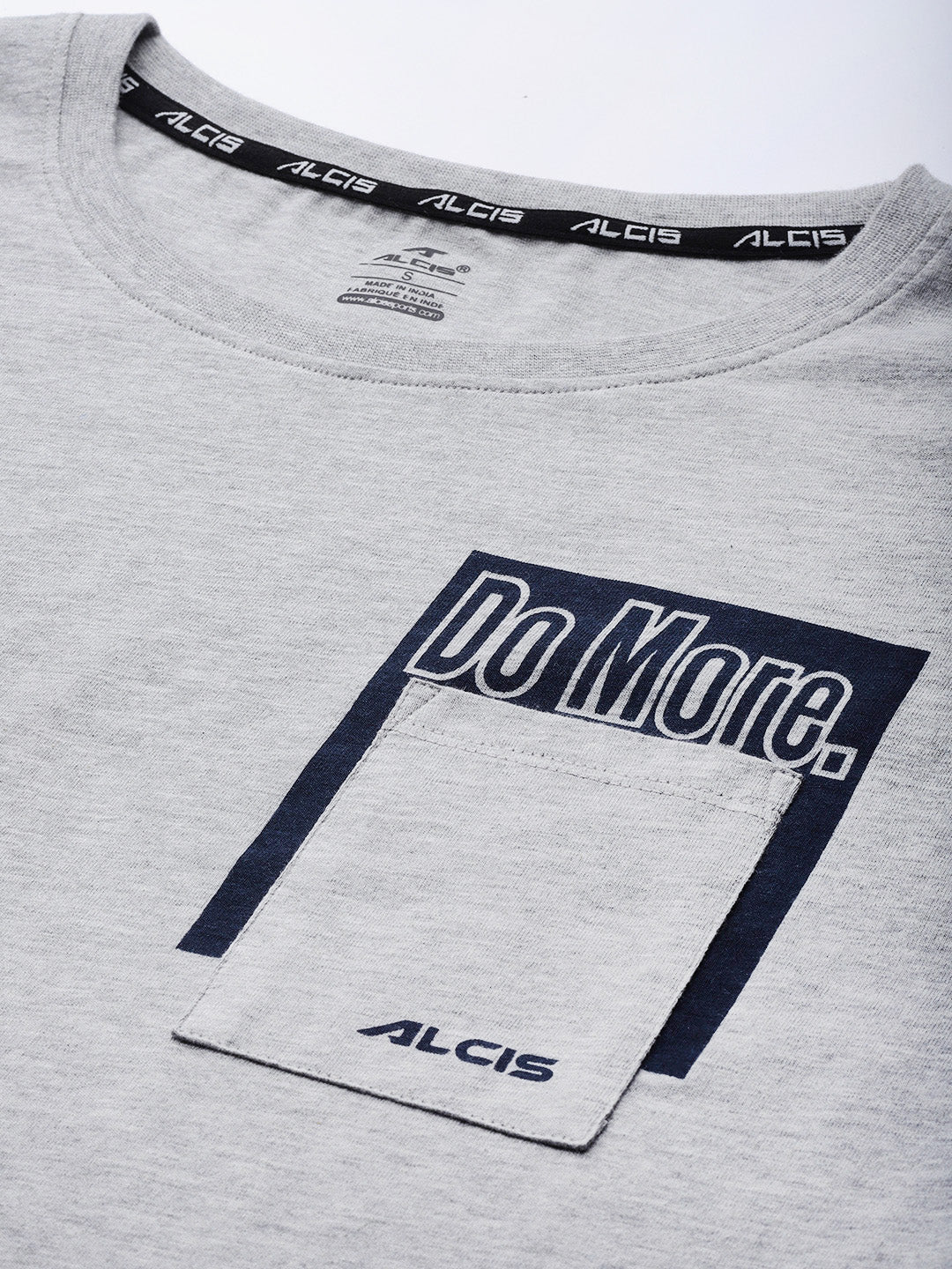 Alcis Women Grey Melange Typography Printed Slim Fit T-shirt