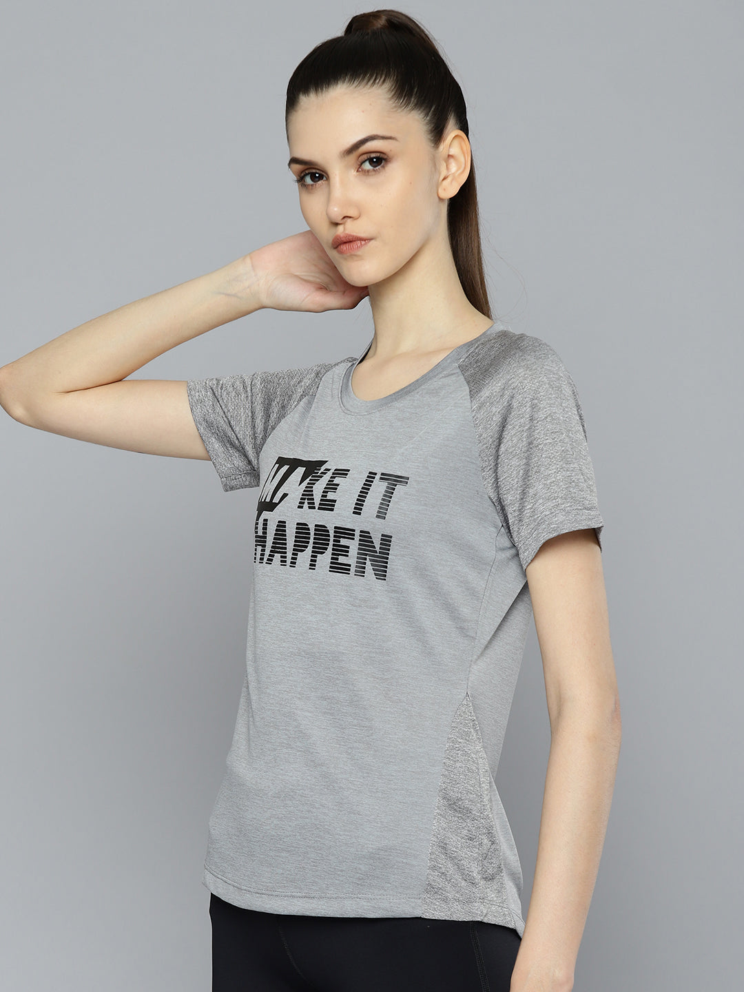 Alcis Women Grey Printed T-shirt
