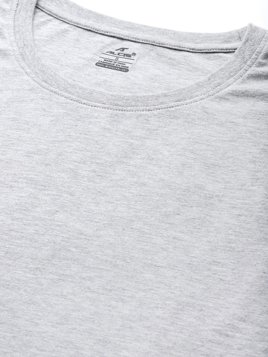 Alcis Women Grey Melange Typography Printed Slim Fit T-shirt