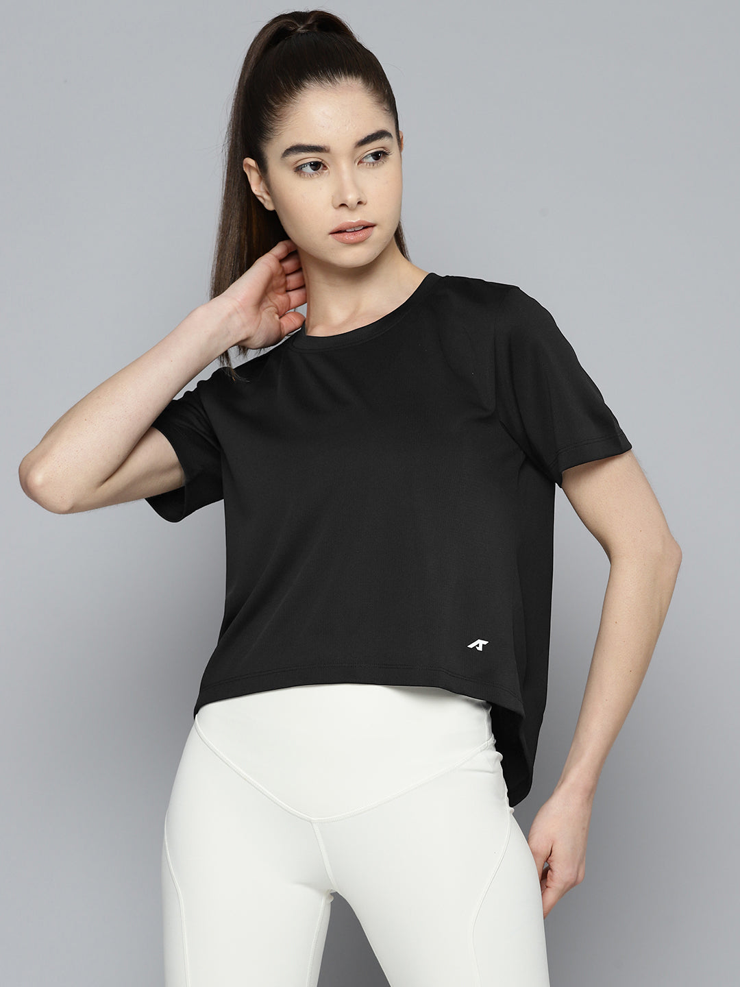 Alcis Women Anti Static Slim Fit Crop Sports T-shirt