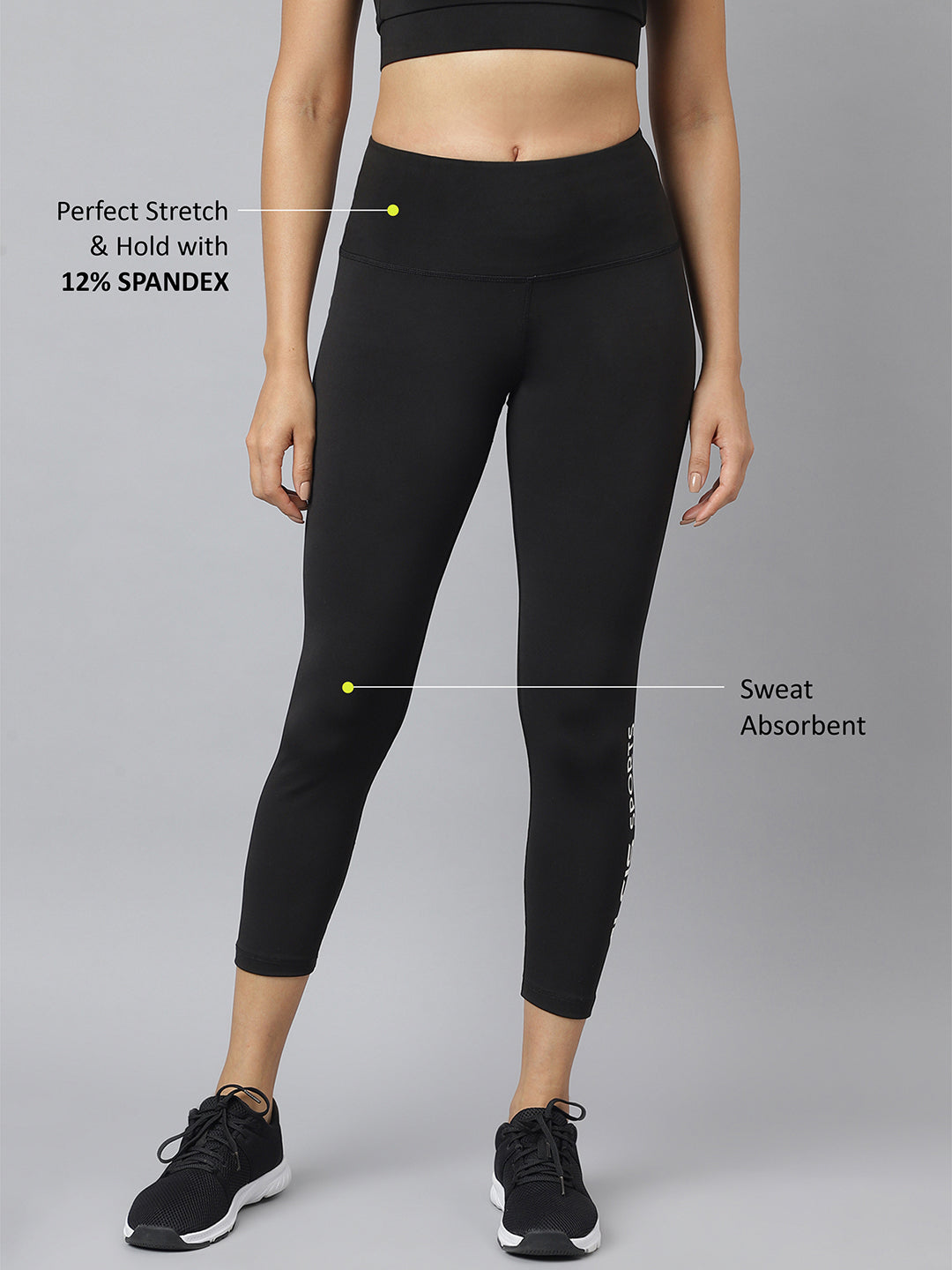 Alcis Women Printed Black Anti-Static Slim-Fit Running Tights