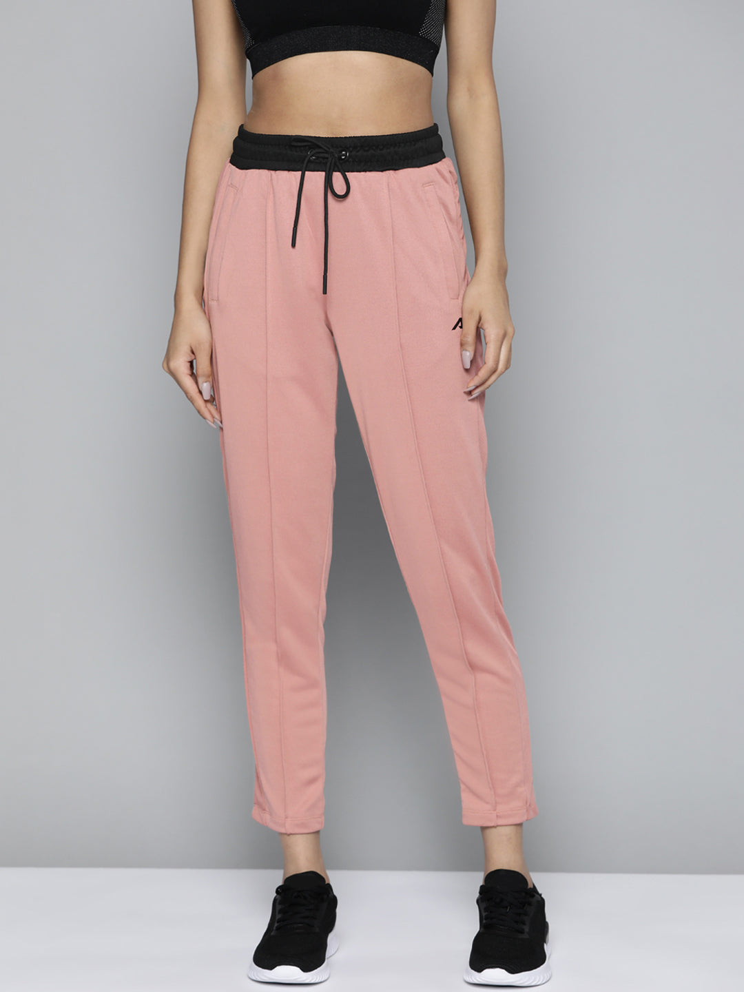 Women Dusty Pink Solid Slim Fit Gym Joggers