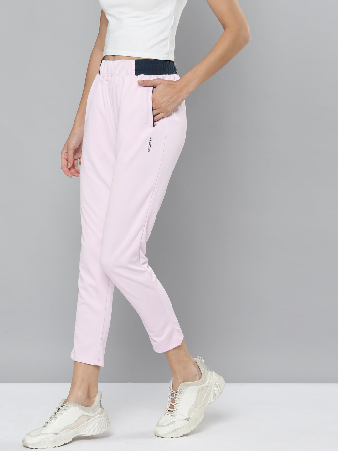 Alcis Women Lilac Solid Slim Fit Track Pants
